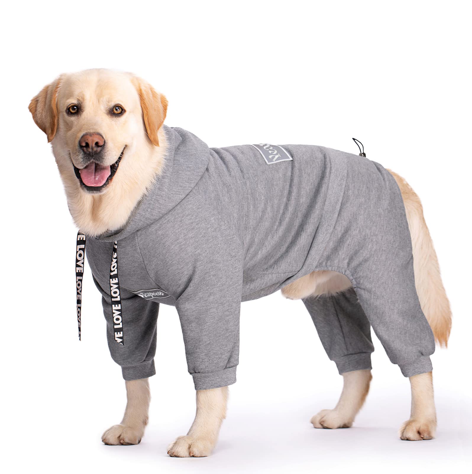 Grey 3X-Large Dog Hoodie For Winter, Pullover 4 Legs Warm Coat, Fleece Hoodie Sweatshirt