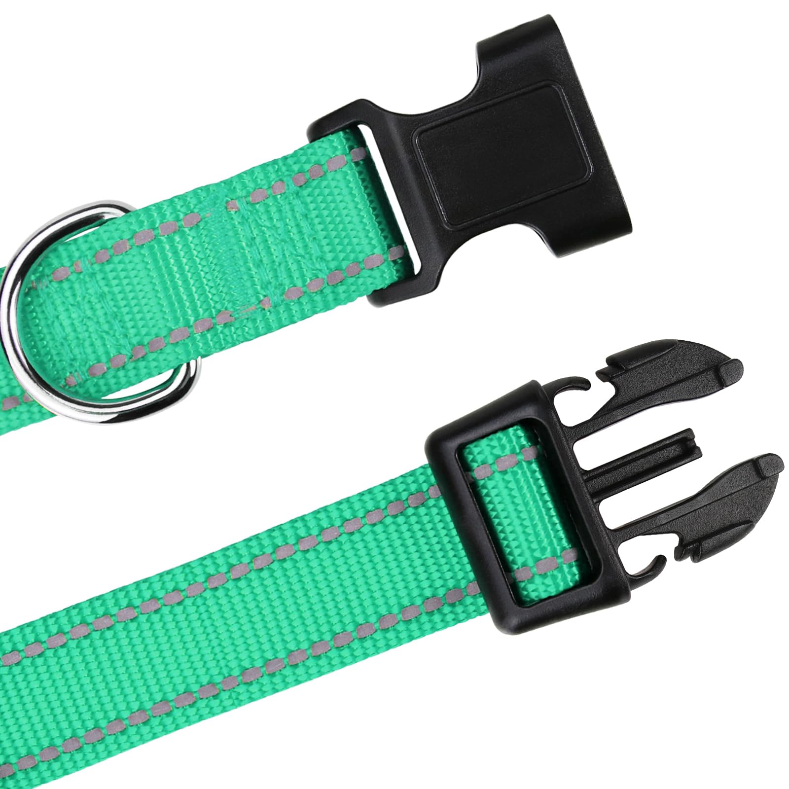 Tagme Reflective Nylon Dog Collars, Adjustable Classic Dog Collar With Quick Release Buckle For Small Dogs, Turquoise, 5/8' Width