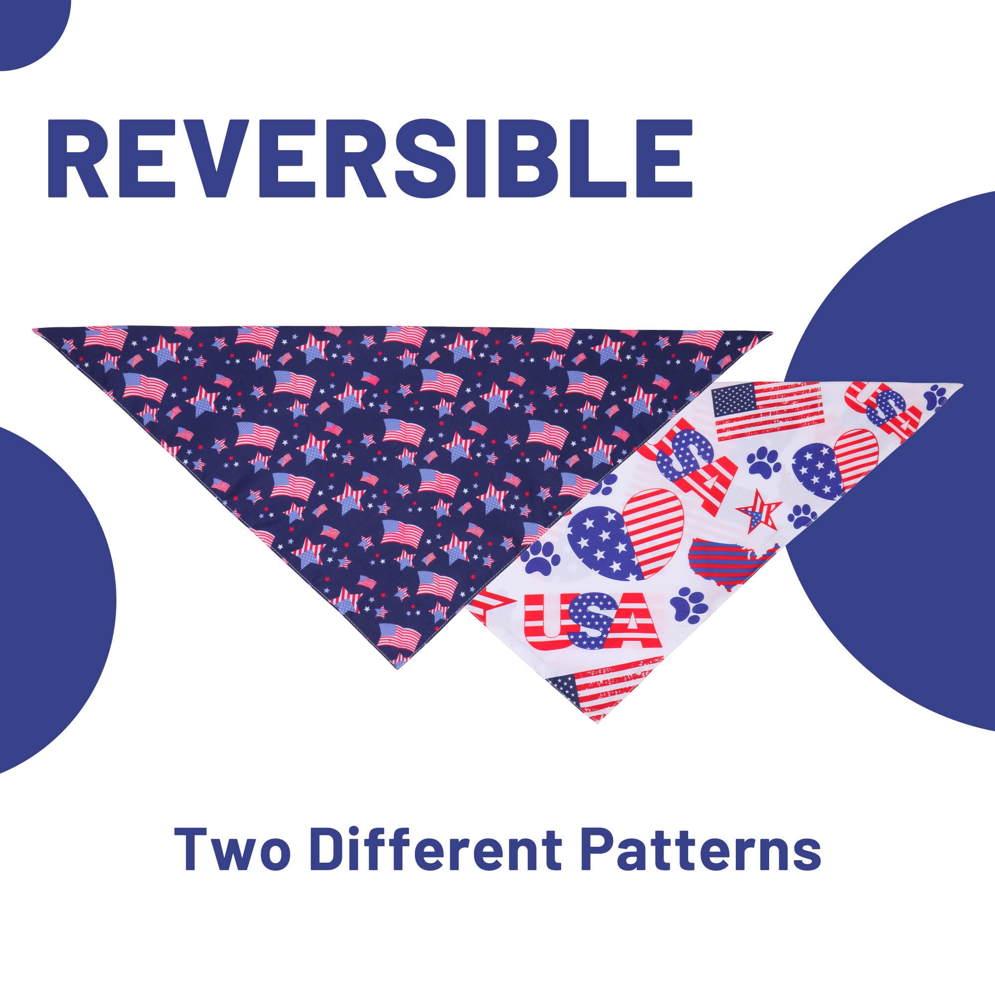 Gofshy 4Th Of July Dog Bandanas Xlarge 2Pcs, American Flag Patriotic Scarf, Independence Holiday Bandana,Premium Durable Triangl