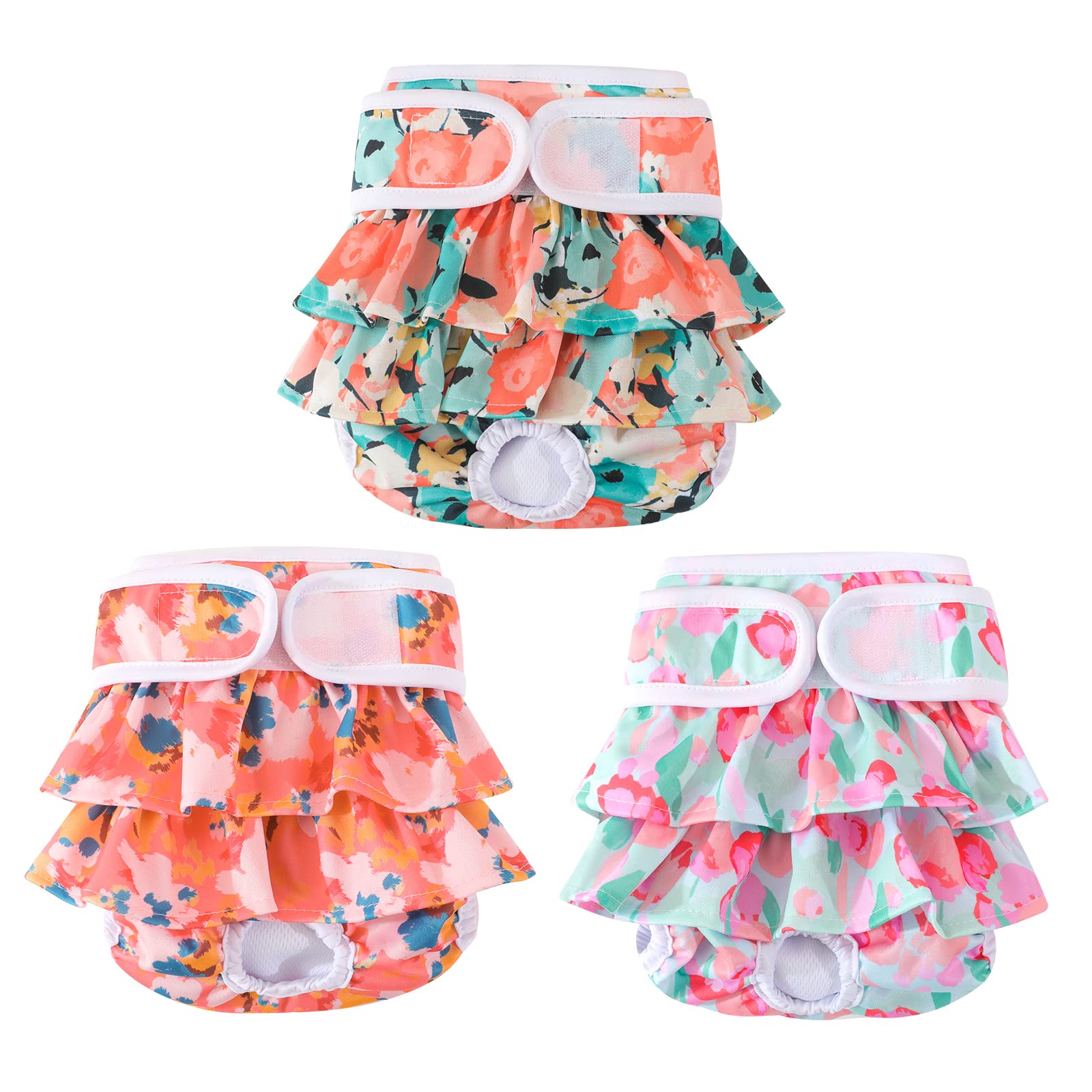 Washable Dog Diapers Female 3 Pack Reusable Premium Highly Absorbent Doggie Diaper, Flexible Puppy Diaper, Durable Leak-Proof Do