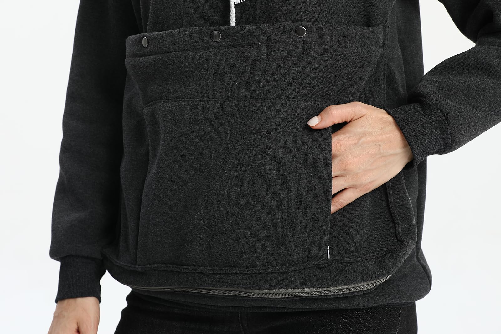 Alyc Cat Dog Carrier Hoodie Large Pet Pouch Sweatshirt Puppy Kitten Holder Pullover Top Kangaroo Hoodies For Women Dark Grey