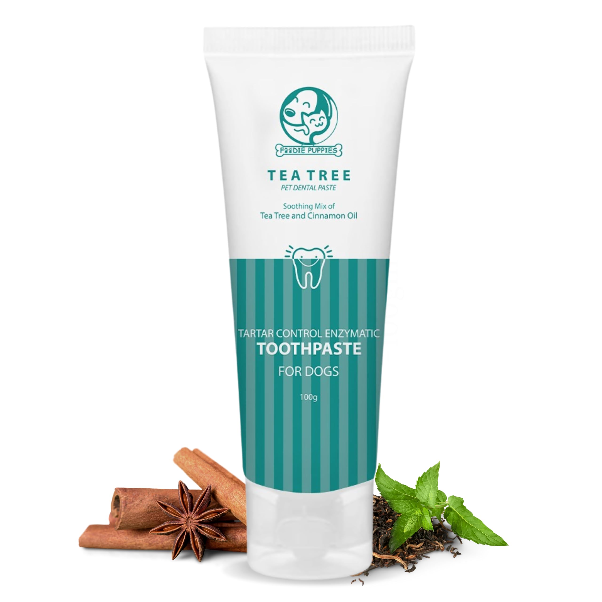 Foodie Puppies Dental Care Tea Tree Toothpaste For Dogs - 100G With Soothing Mix Of Tea Tree And Cinnamon Oil | Tartar Control E