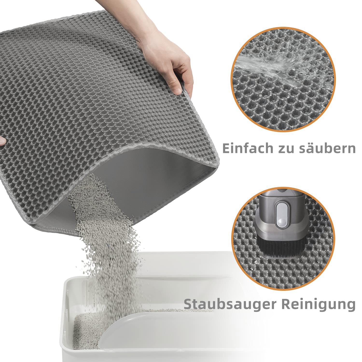 Erhaog Cat Litter Mat - Trapping Mat 46X26/35X24/30X22/24X16/20X16/18X12 Inch Cat Litter Box Mat Extra Large, Honeycomb Double L