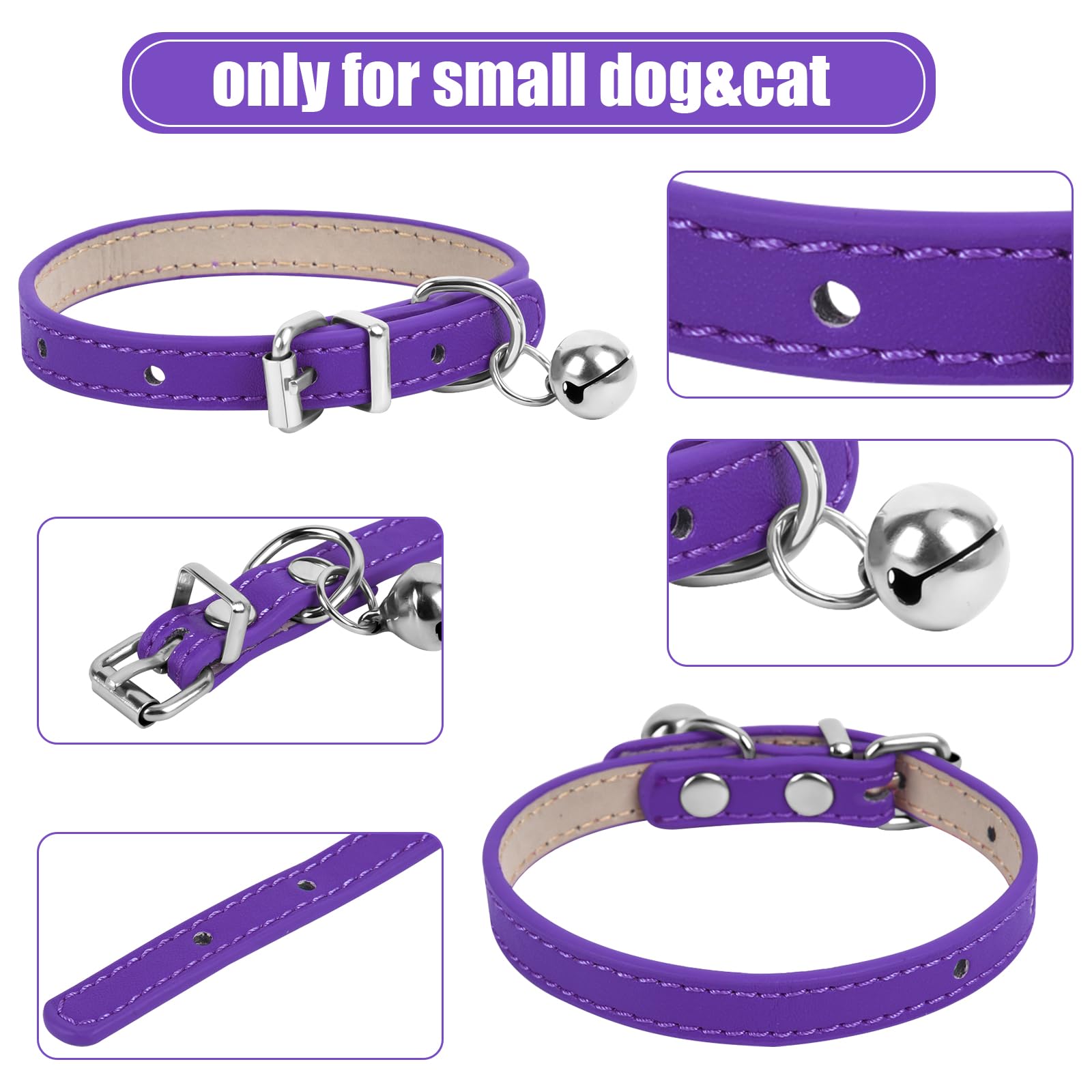 Chengfu Xxs Teacup Dog Collar, Purple, 3/8 Inch Width