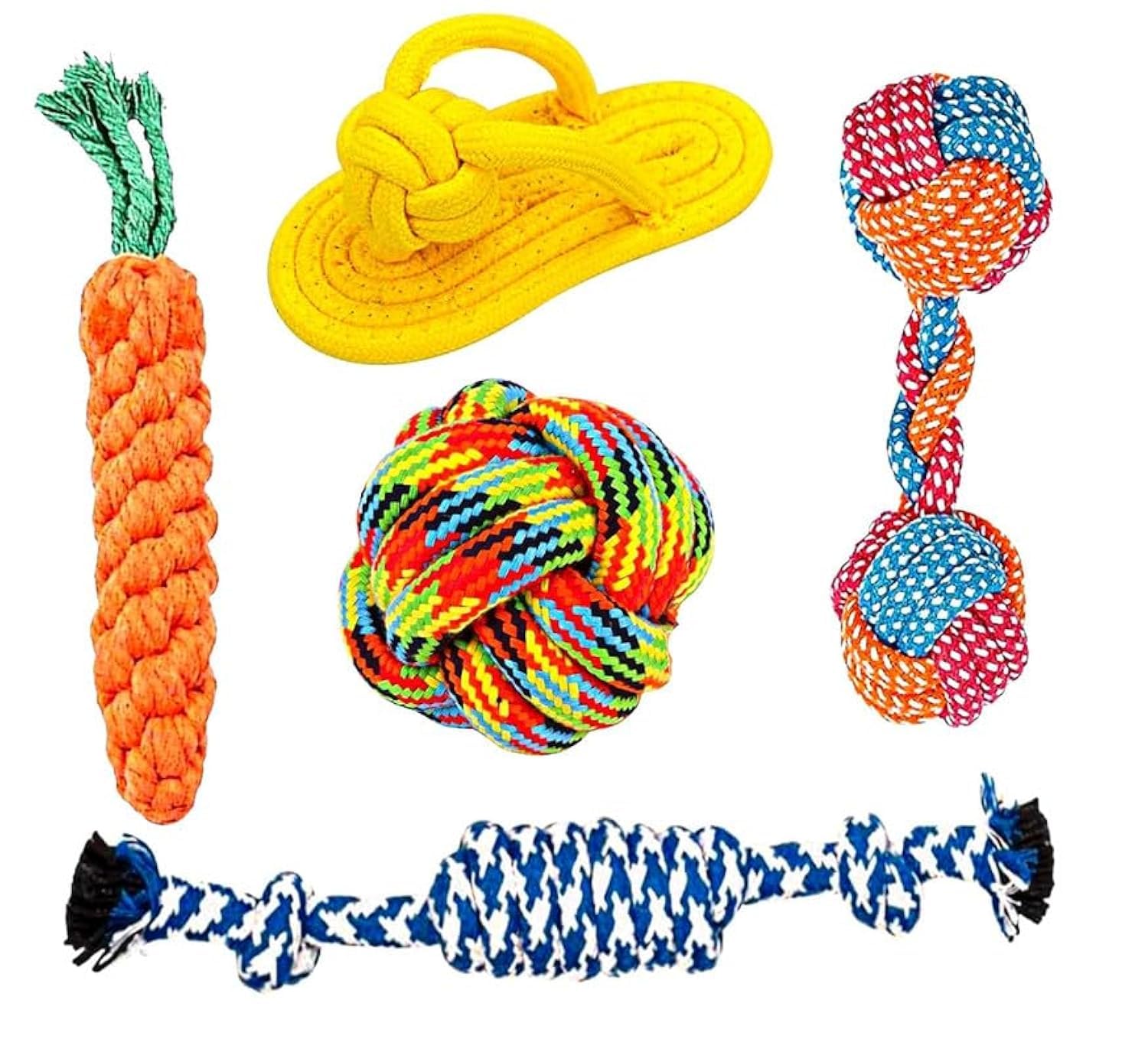 Psk Pet Mart 5Pcs Chew Toys Dog Teething Training,Interactive Playing Pet Toy, Dog Rope Toys For Puppy Dog, Beneficial To DogS 