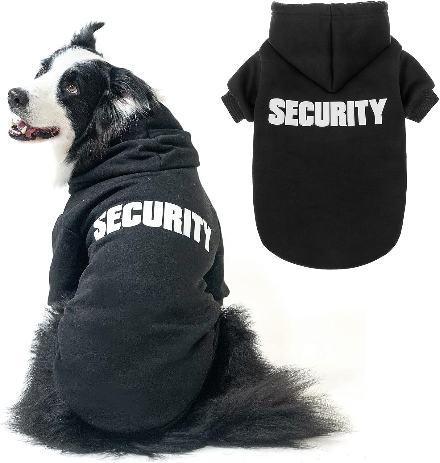 Scenereal Security Dog Hoodie Sweaters - Brushed Fleece Dog Clothes With Hat, Warm Winter Coat For All Weather, Xl