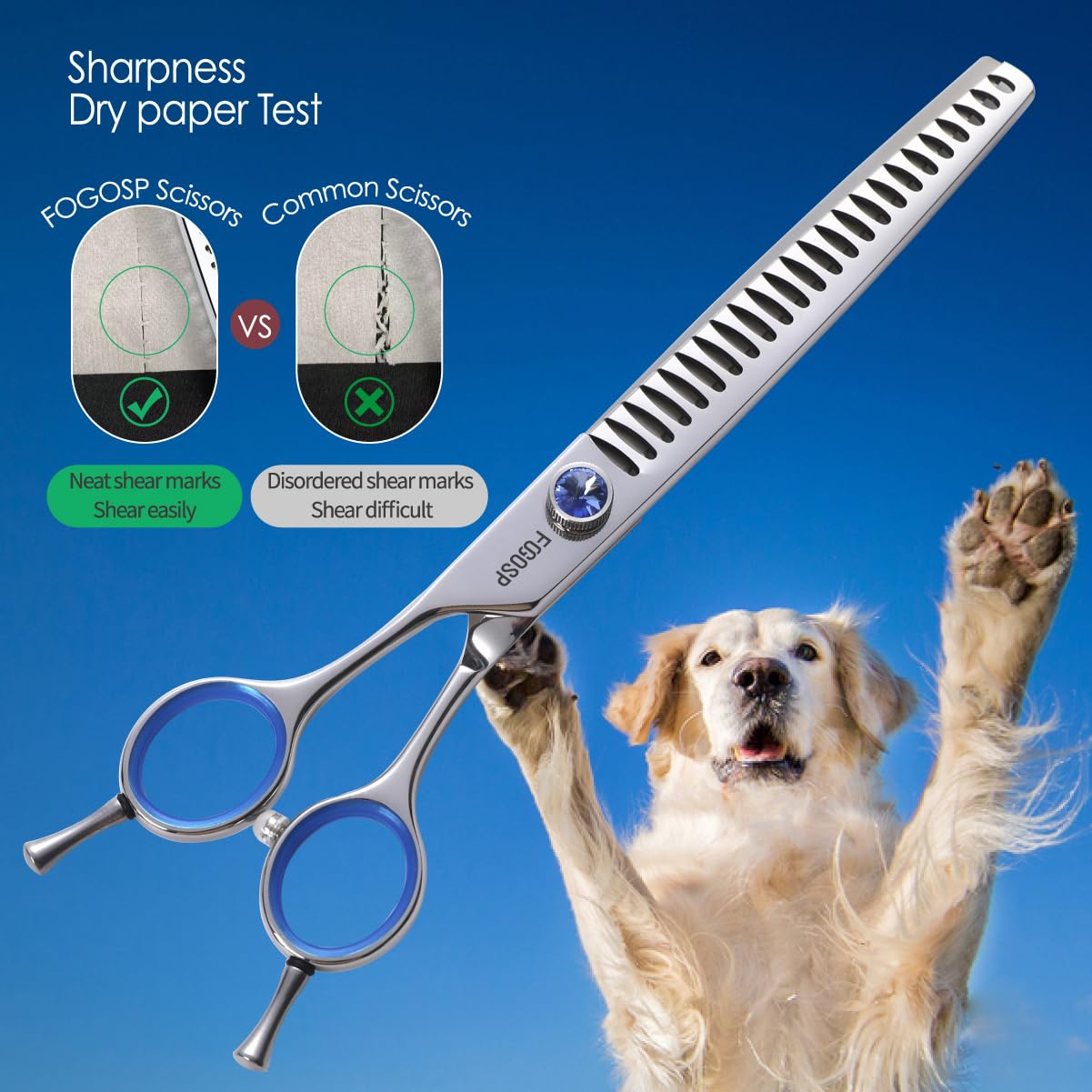Chunkers Dog Grooming Scissors Left Handed 7.5'' Professional Thinning Shears For Dogs Pet Grooming Scissors Chunkers Shears Dog