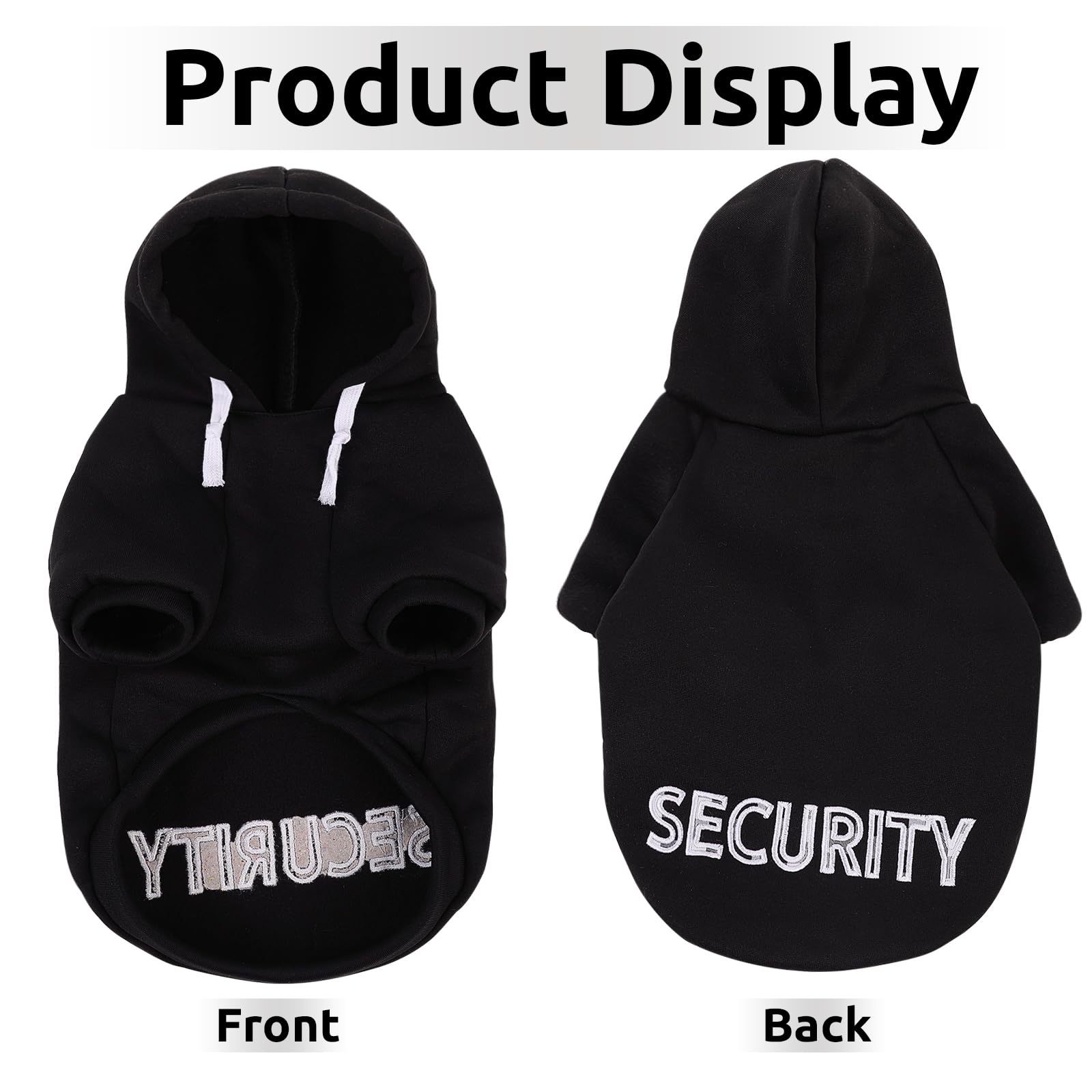 Sawmong Dog Security Hoodie,Flannel Pet Hooded Sweater With Hat Puppy Pullover Sweater Shirt,Dog (Black,L)