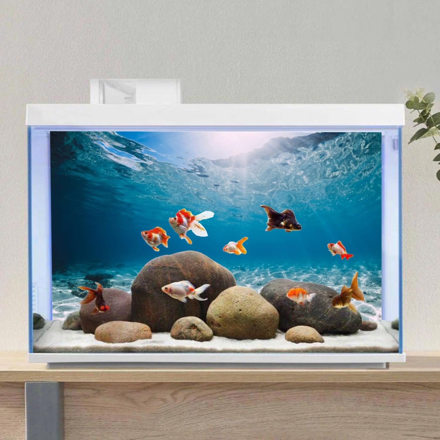 Awert 36X20 Inches Vinyl Undersea Ocean Floor Aquarium Background Tropical Tank Background