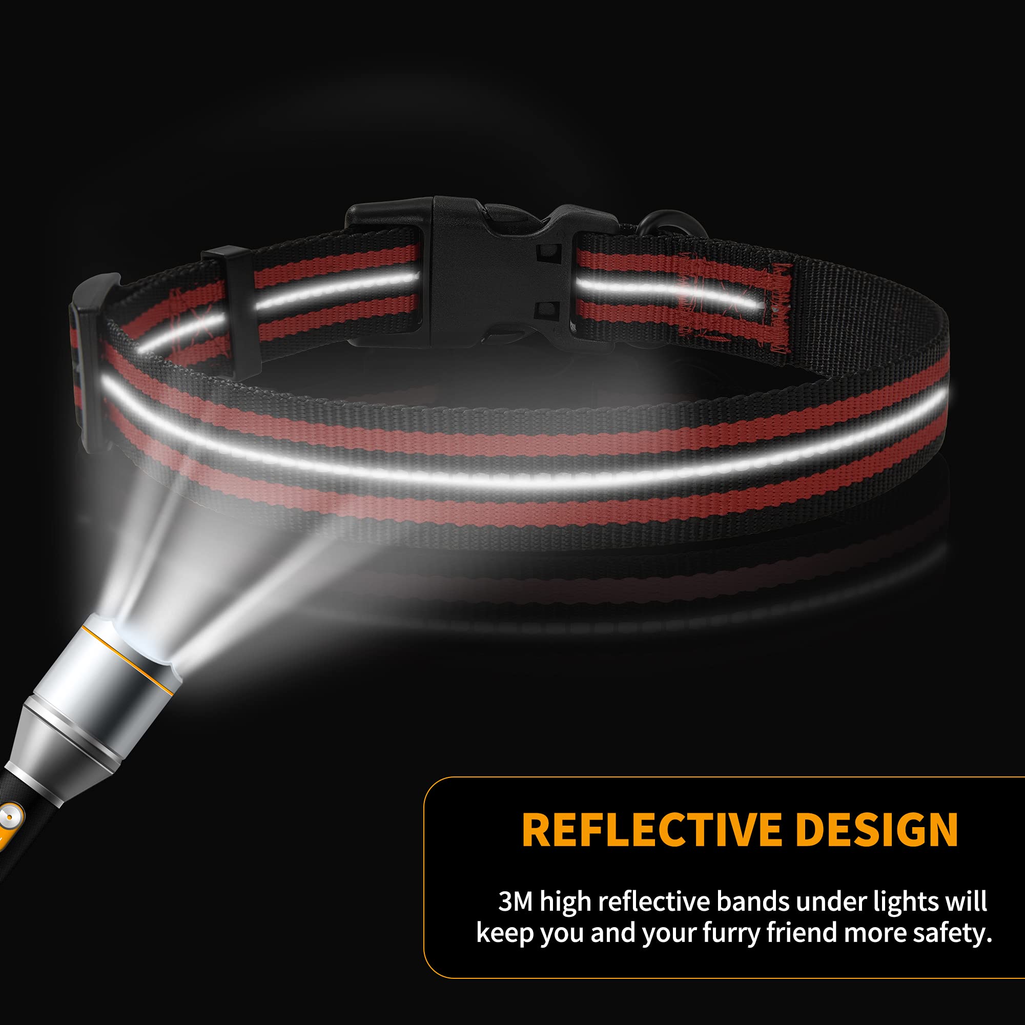 Mile High Life Reflective Dog Collar | Nylon Pet Collars Wiith Buckle | Light Weight Puppy Collars | Red Dog Collars For Large D