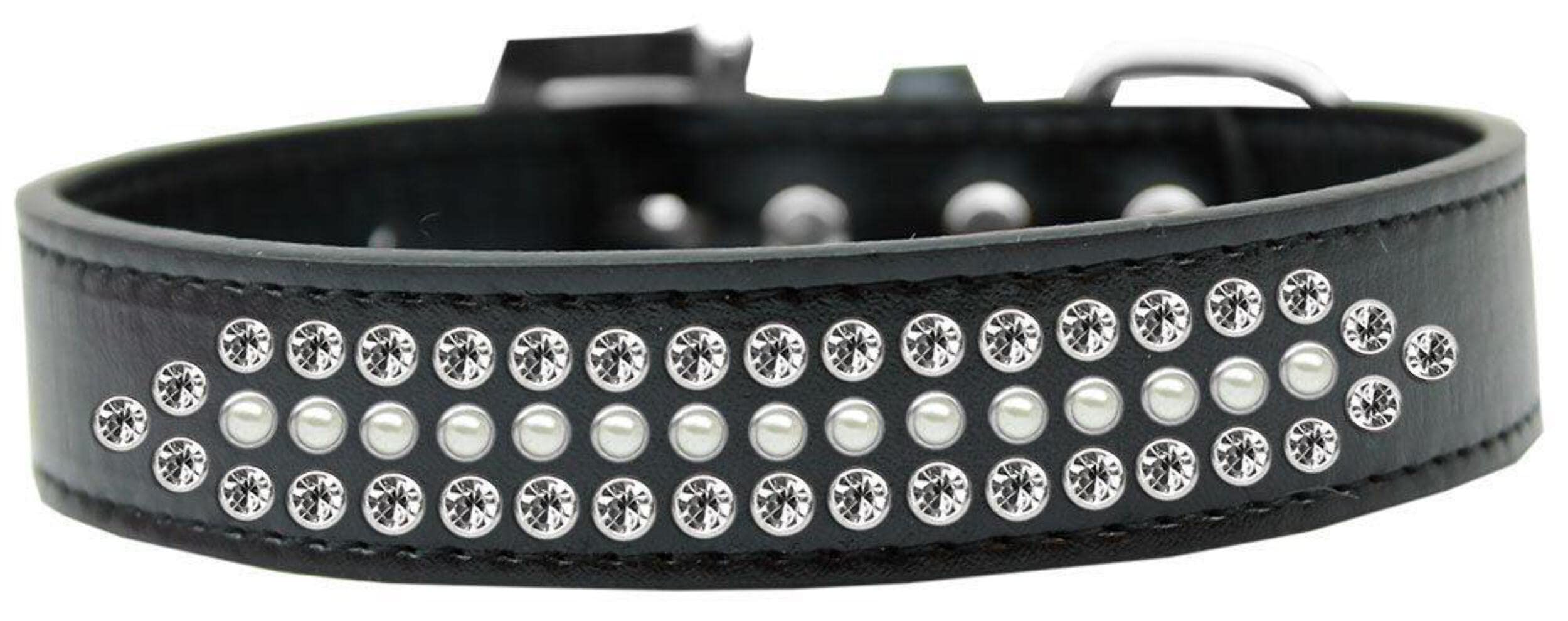 Dog, Puppy and Pet Fashion Collar, "Ritz Pearl & Clear Crystal Rimsets" Red 18