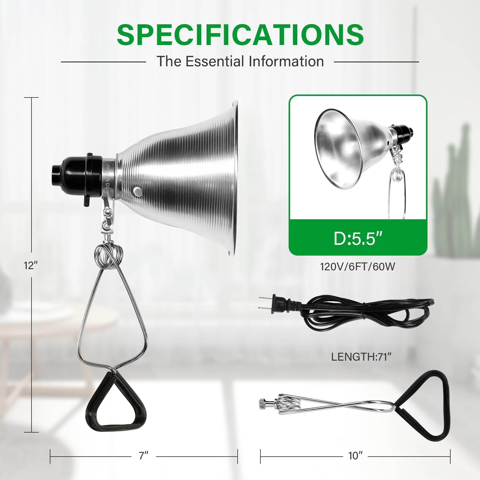 Simple Deluxe 2-Pack Clamp Lamp Light With 5.5 Inch Aluminum Reflector Up To 60 Watt E26 (No Bulb Included) 6 Feet 18/2 Spt-2 Co