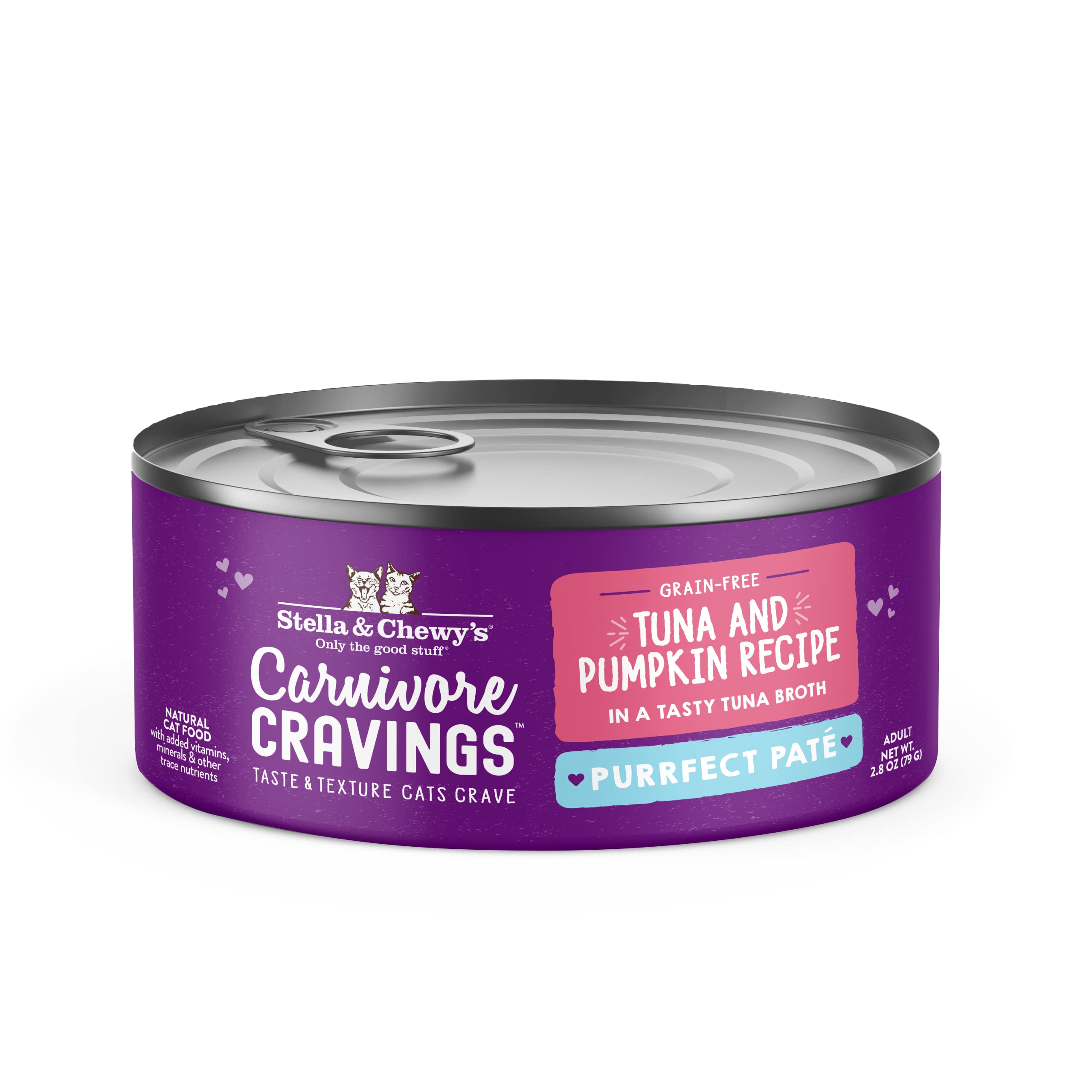 Stella & Chewys Carnivore Cravings Purrfect Pate Cans - Grain Free, Protein Rich Wet Cat Food - Tuna & Pumpkin Recipe - (2.8 Ou