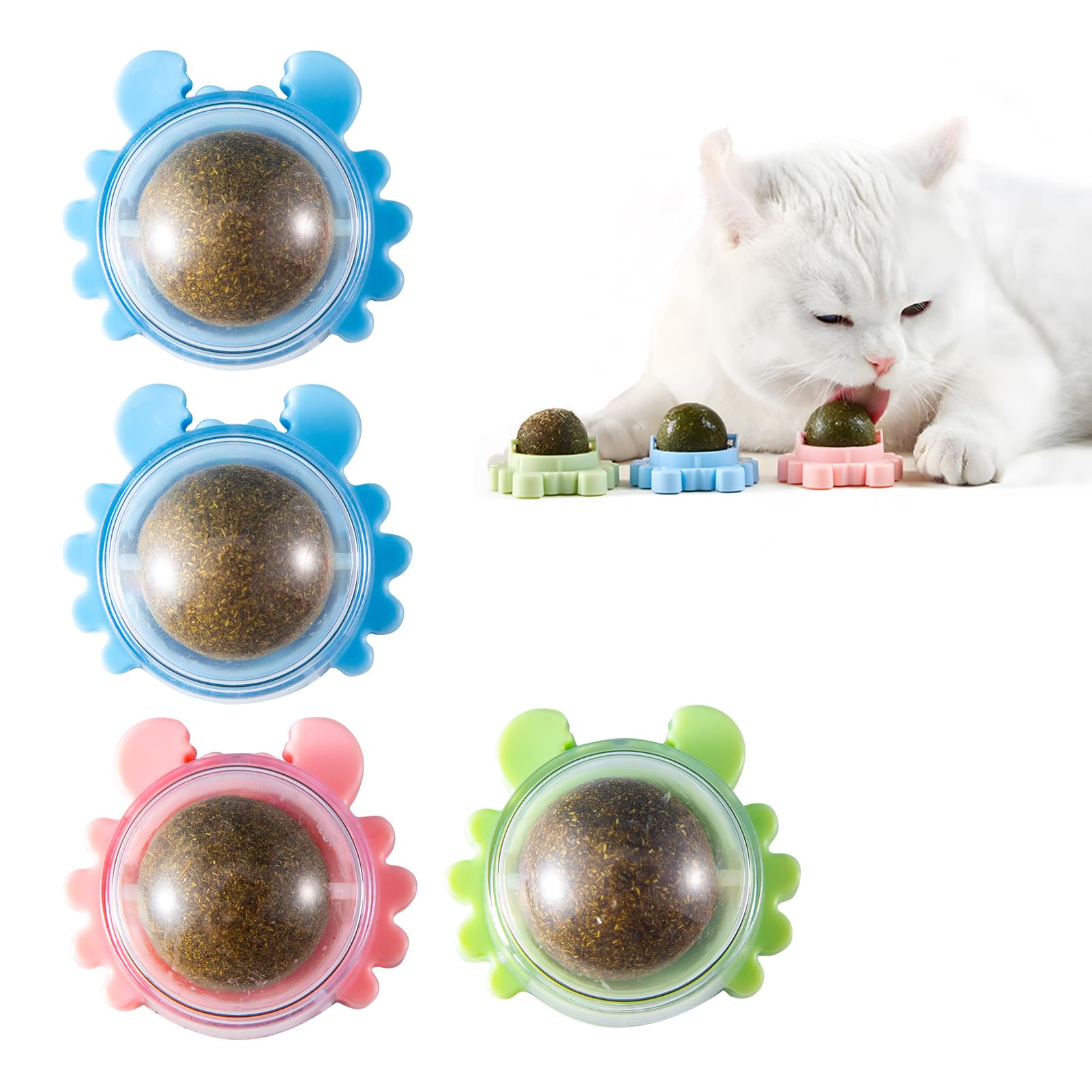 Catnip Balls Rollerball For Cats Wall Mount Cat Nips Organic Ball Magic Mint Stick Up Station Cat Nip Balls Spinning Sugar Lick 