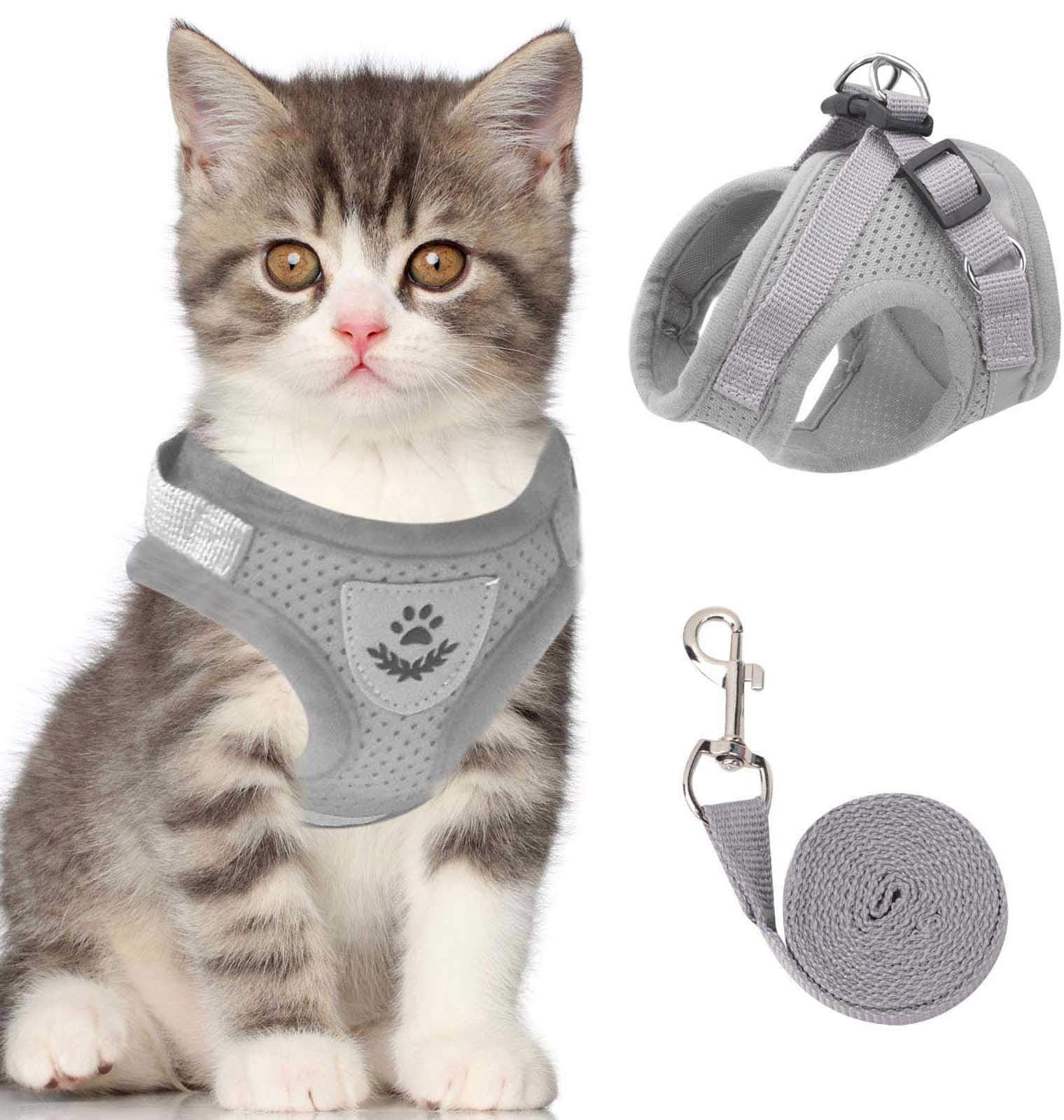 Ncmama Gray X-Small Adjustable Breathable Reflective Harness For Small Cats And Dogs