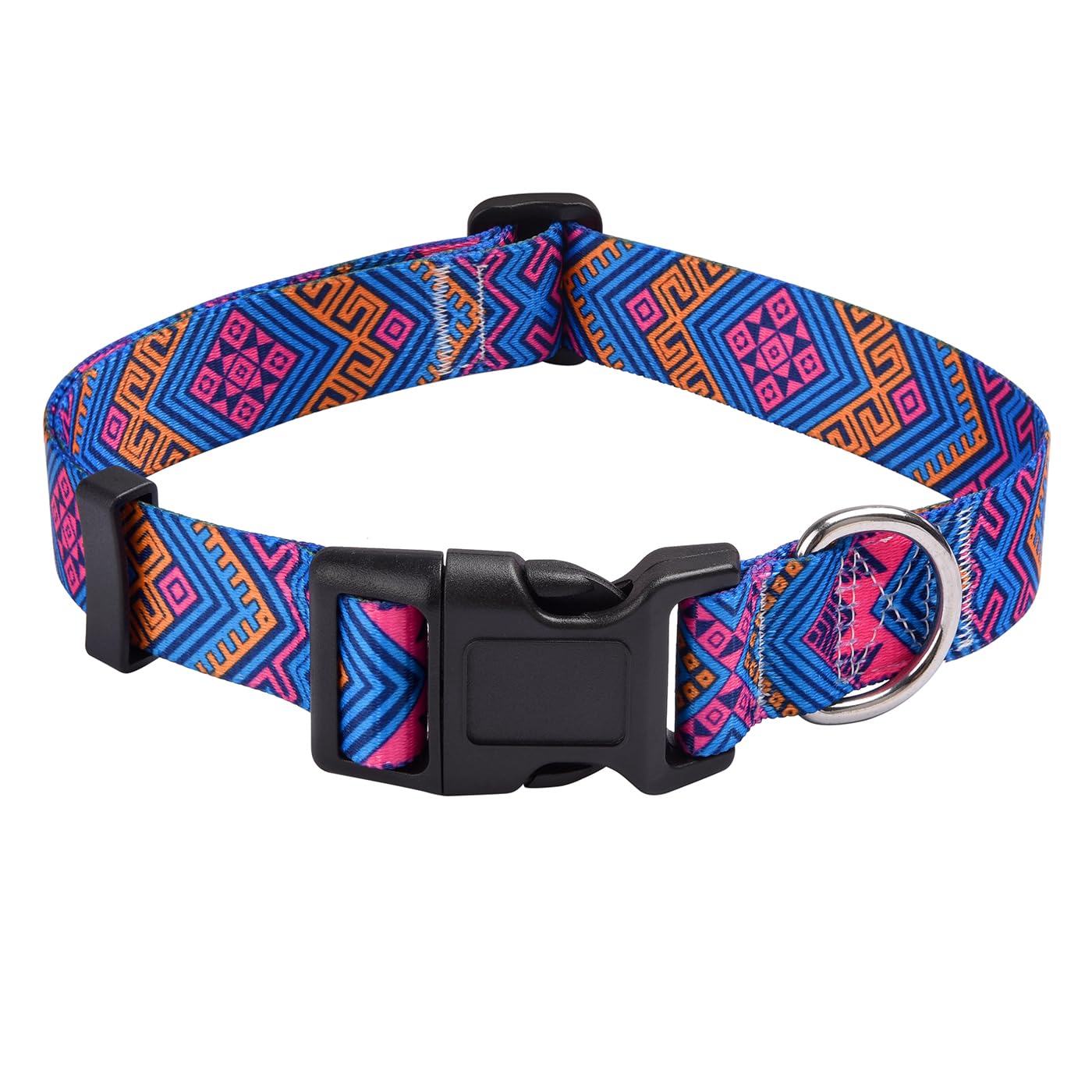Mihqy Dog Collar With Bohemia Floral Tribal Geometric Patterns - Soft Ethnic Style Collar Adjustable For Small Medium Large Dogs(Orange Ethnic Style,L)