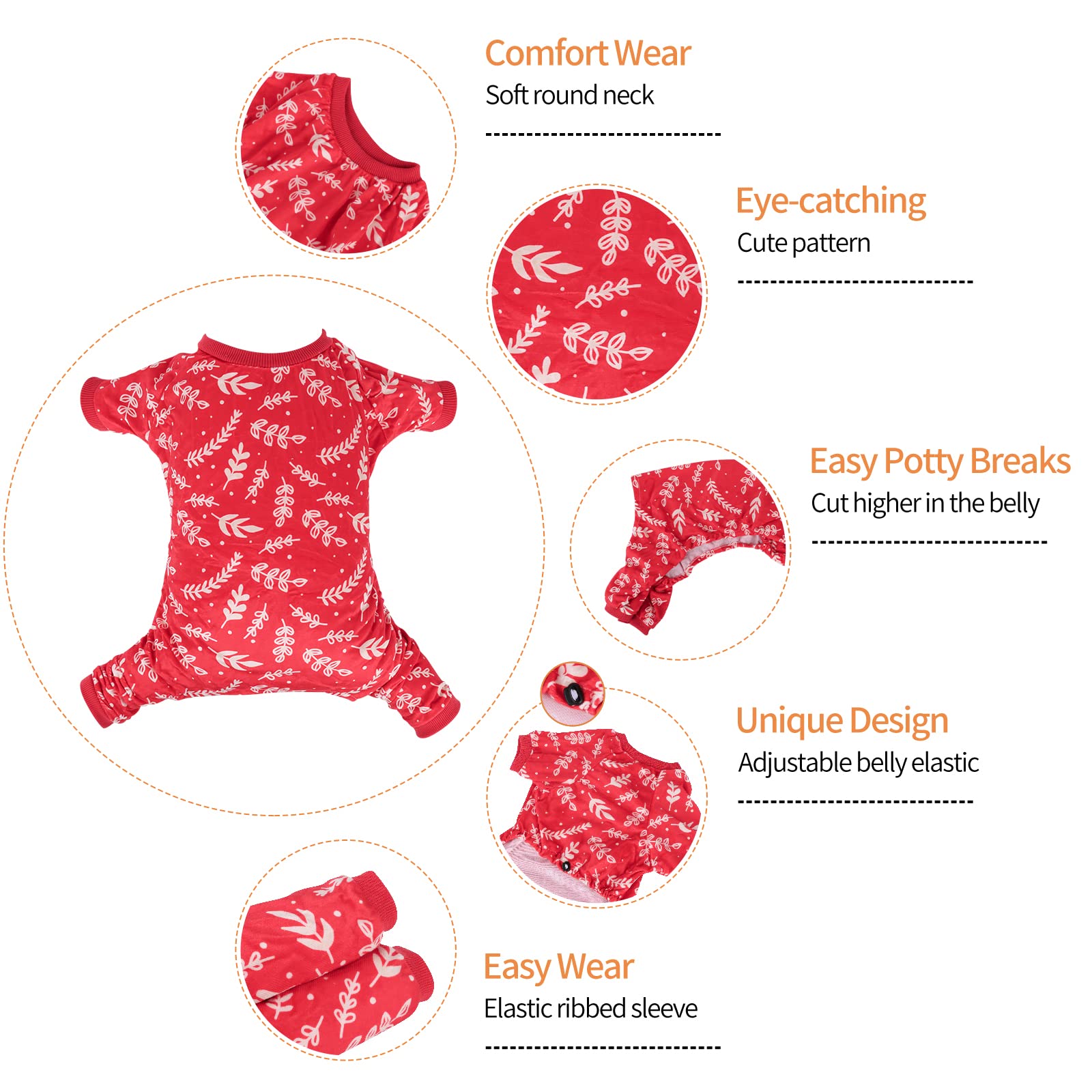 Cutebone Dog Pajamas Christmas Tree Branches Dog Apparel Dog Jumpsuit Pet Clothes Pajamas P18M
