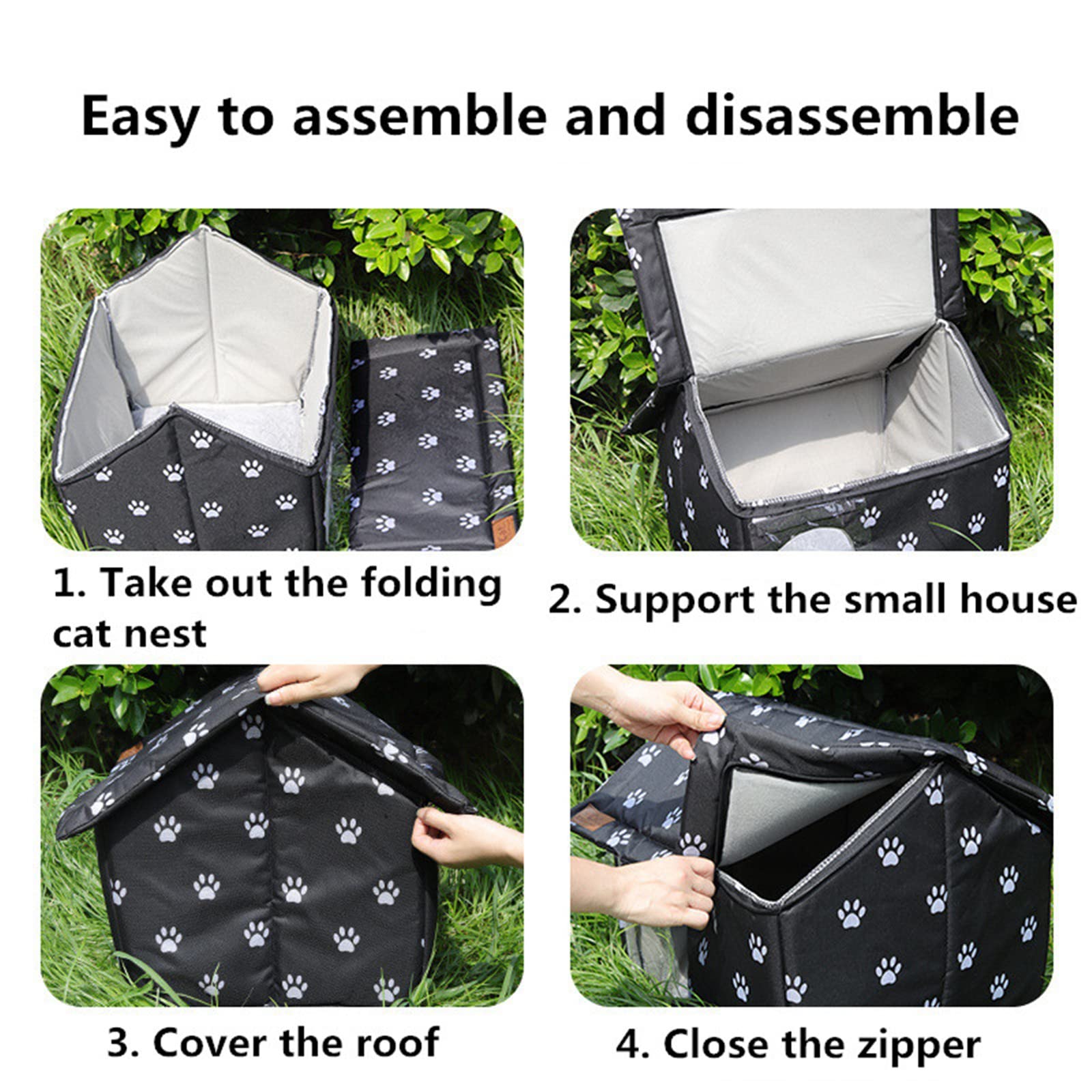 Stray Cats Shelter Cat Bed, Outdoor Waterproof Windproof Foldable Warm Pet Cave, Oxford Stray Cats Shelter Pet Supplies Wild Cat/Dog Winter Warm Cat House - House(M)