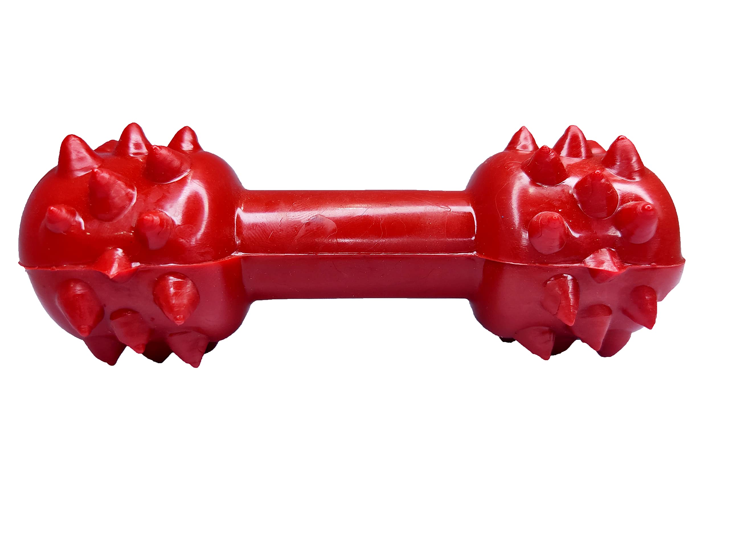Chullbull Pet Products NonToxic Natural Rubber Dumbbell Shaped Gum Massaging Puppy Dog Teething Chew Toy, Red, Medium