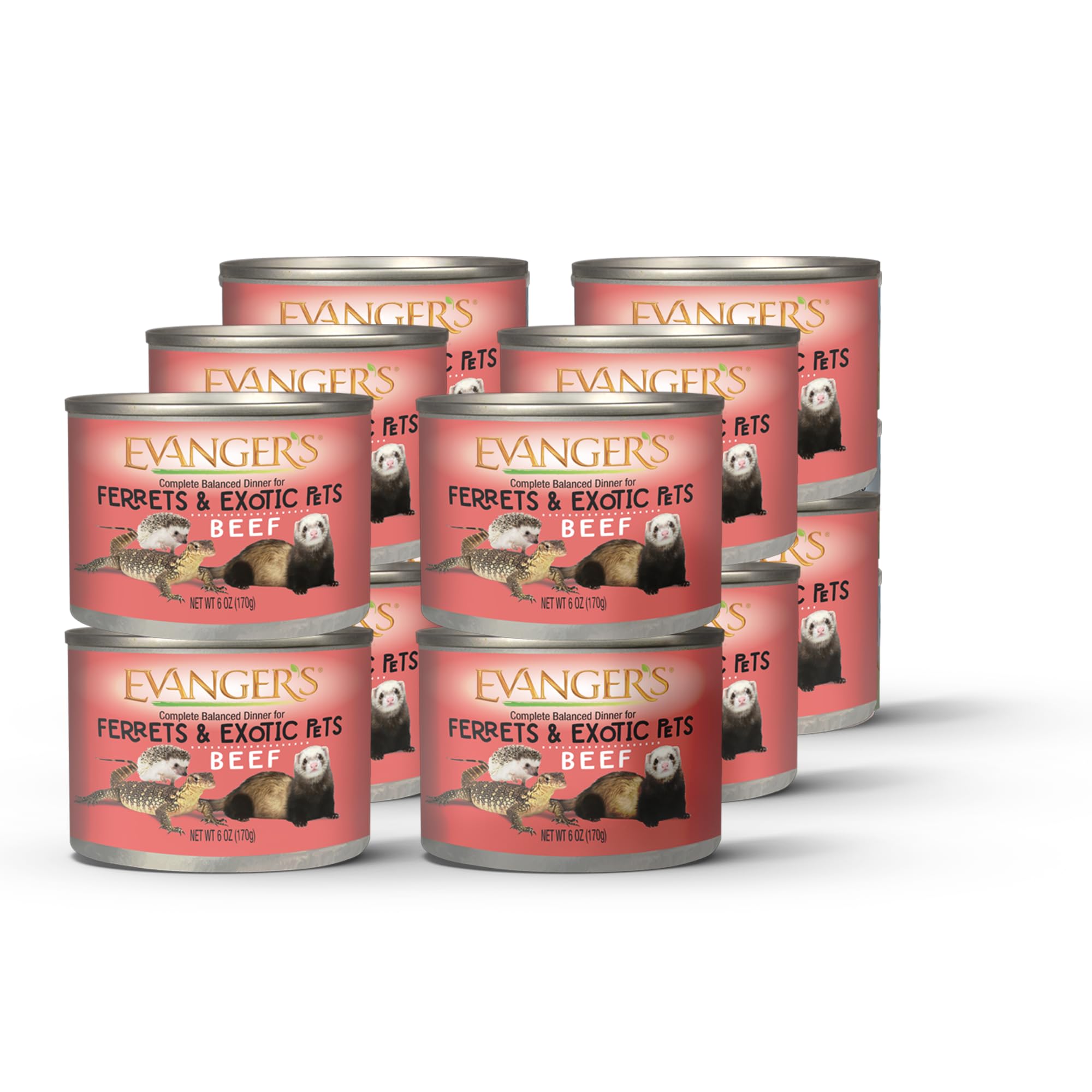 Evangers Maximum Beef for Ferrets - 12 Count, 6 oz Each - Fresh Single Source Protein, No Added Carbs, Corn or Meal - Complete 