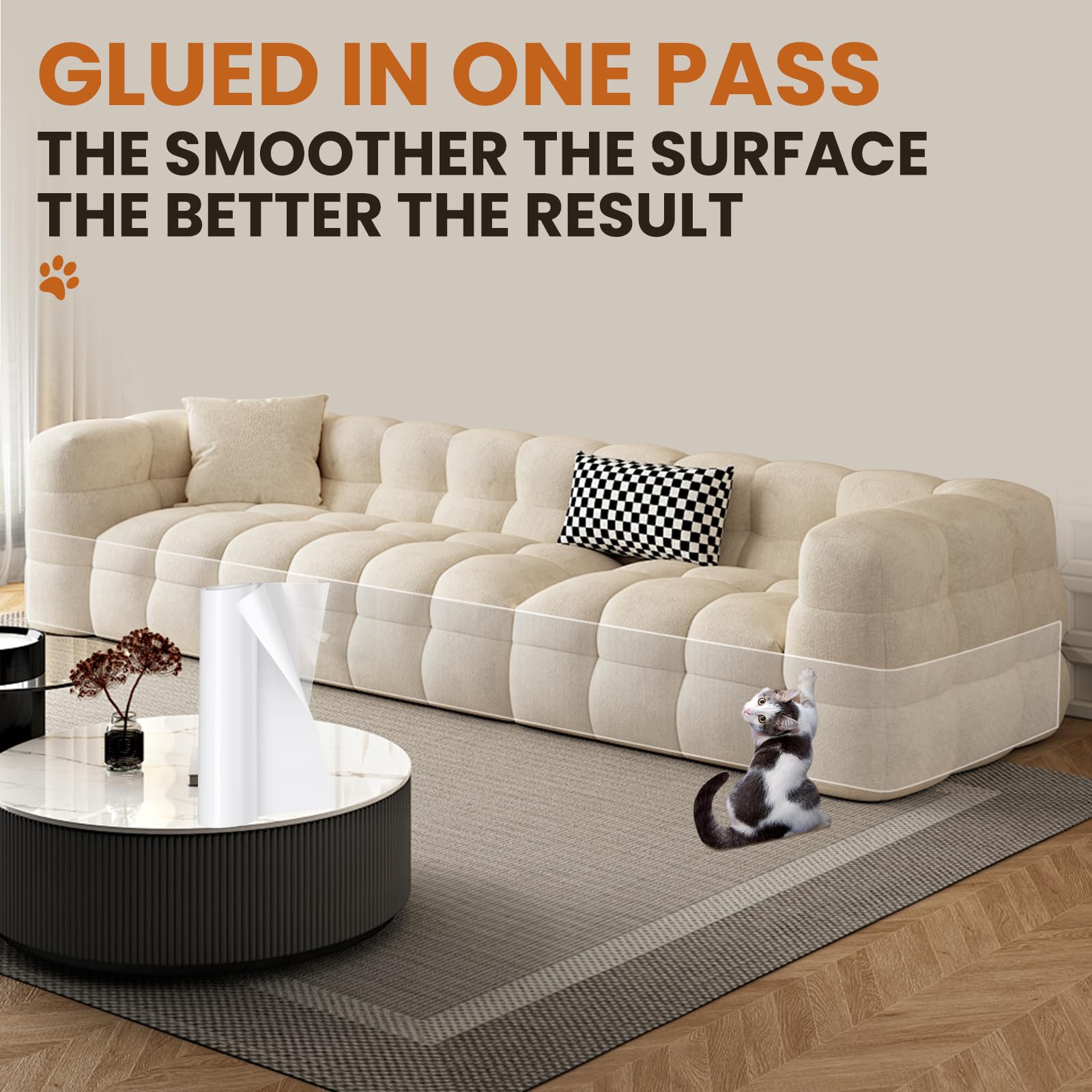 Yeatem 196''X13'' Thicken Anti Cat Scratch Furniture Protector, Single-Sided Sticky Couch Corner Protectors For Cats, Extended S