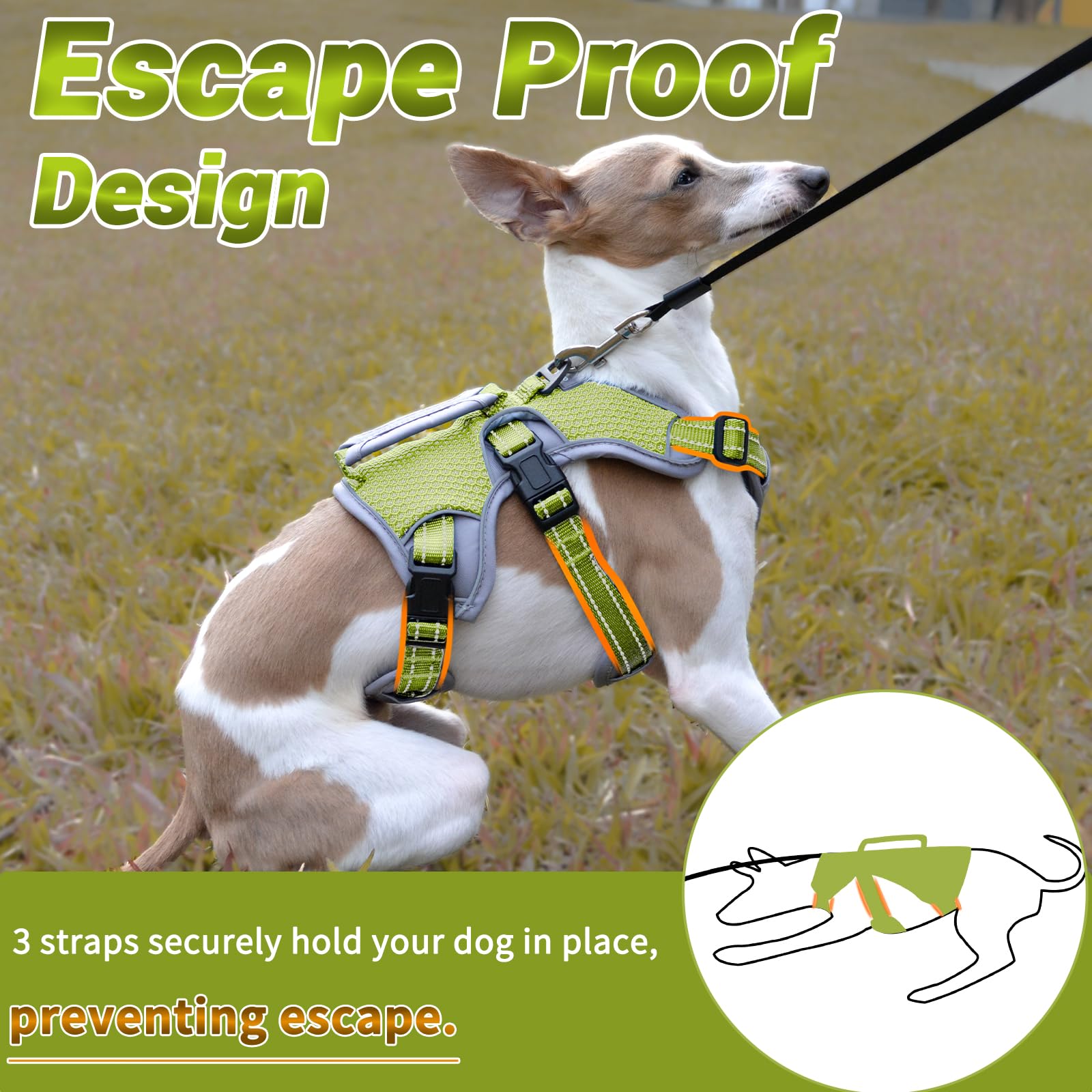 Belpro Multi-Use Support Dog Harness, Escape Proof No Pull Reflective Adjustable Vest With Durable Handle, Dog Walking Harness F