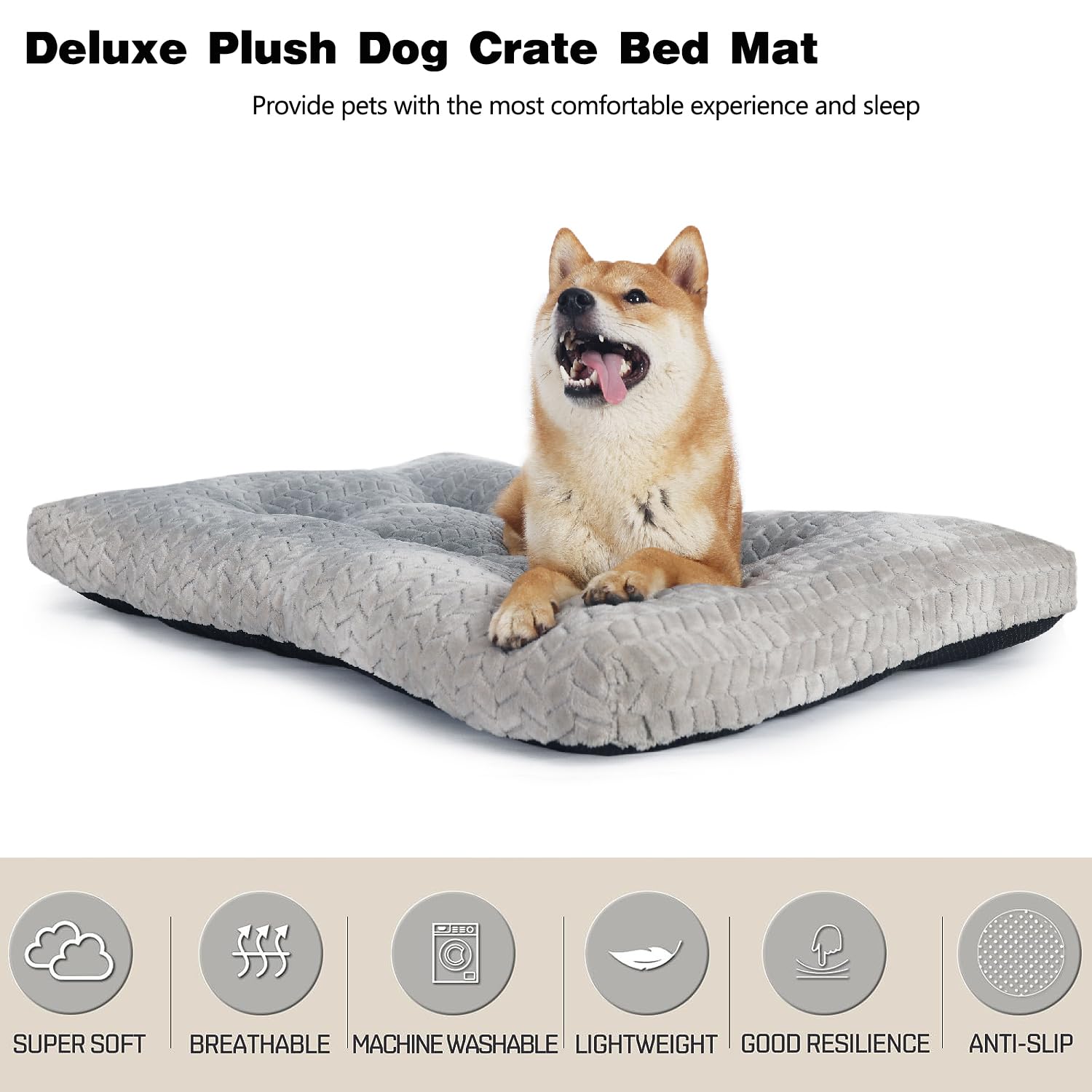 Necesitar 30 Inch Dog Crate Bed For Medium Dogs Washable Soft And Fluffy Kennel Pad Fit Cages With Anti-Slip Pet Pillow Cushion