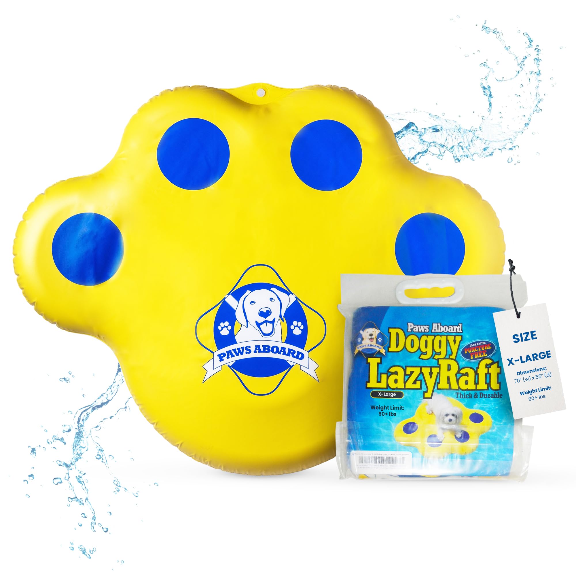 Paws Aboard Durable Floating Doggy Lazy Raft - Heavy-Duty, Puncture Resistant, Vinyl Inflatable Pool Floats For Dogs, Ideal For 