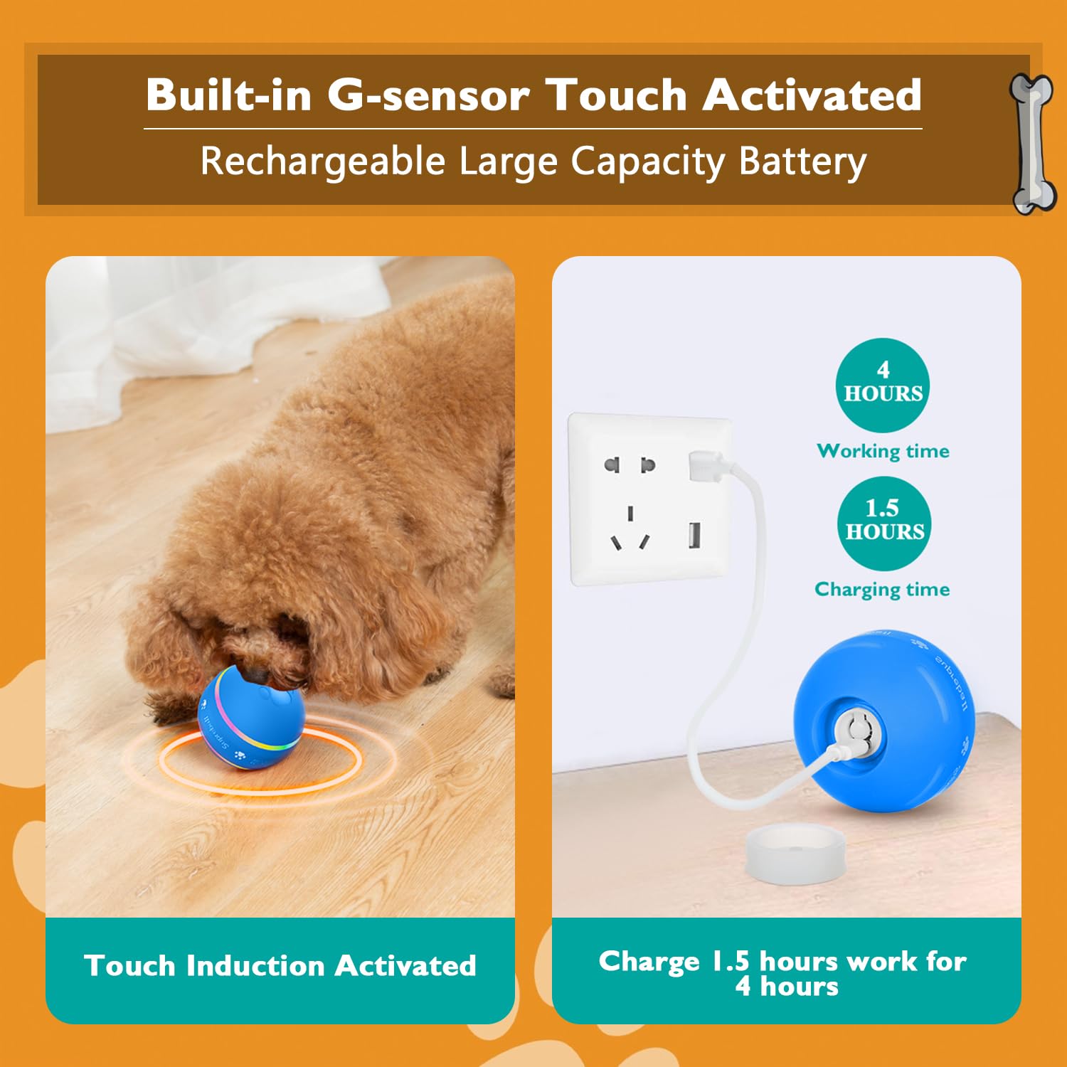 Petdroid Interactive Dog Toys Dog Ball,[2025 Newly Upgraded] Durable Motion Activated Automatic Rolling Ball Toys For/Small/Medi