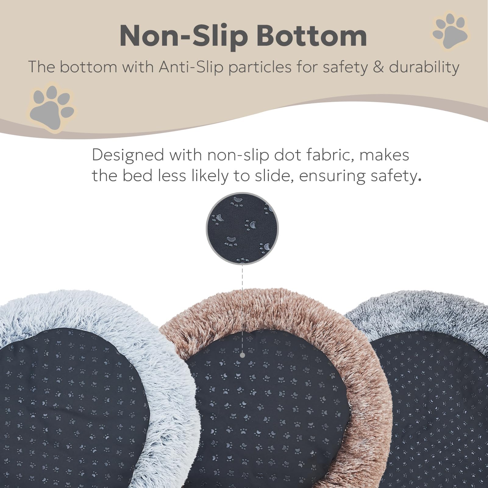 Olaphum Calming Dog Bed For Medium Size Dogs, Anti-Anxiety Donut Medium Pet Bed Washable, Anti-Slip Round Fluffy Plush Faux Fur