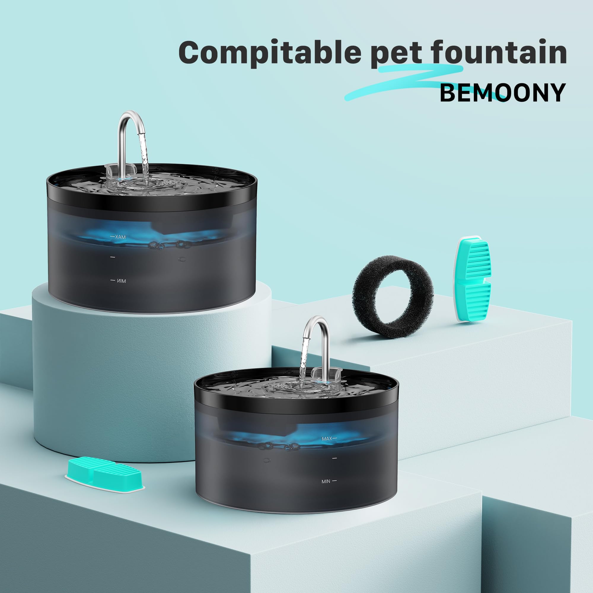 Cat Water Fountain Filters : Bemoony Pet Water Fountain Replacement Filter - 12 Packs Of Cat Fountain Filters (6 Carbon Filters