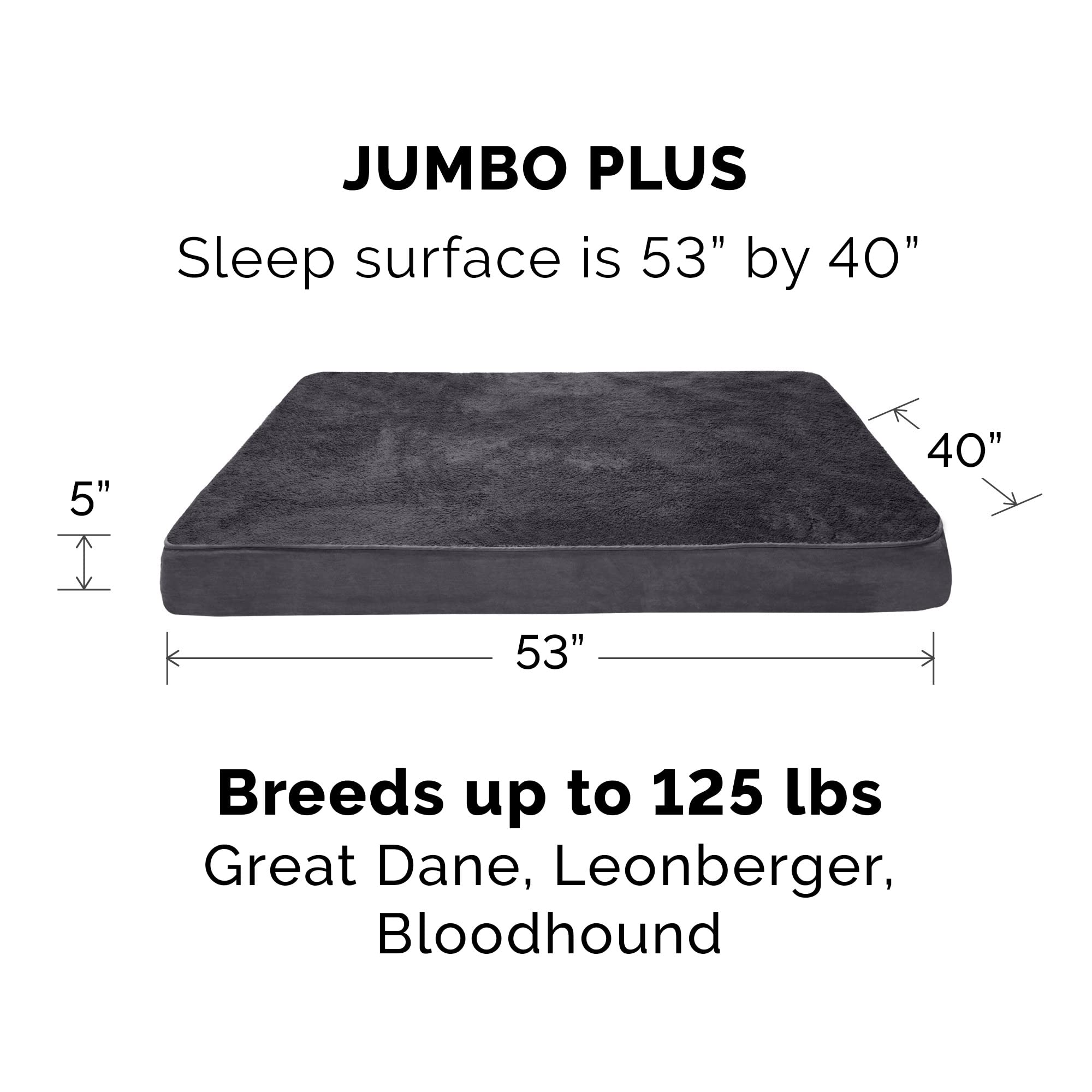 Furhaven Memory Foam Dog Bed for Large Dogs w/ Removable Washable Cover, For Dogs Up to 125 lbs - Terry & Suede Mattress - Gray,