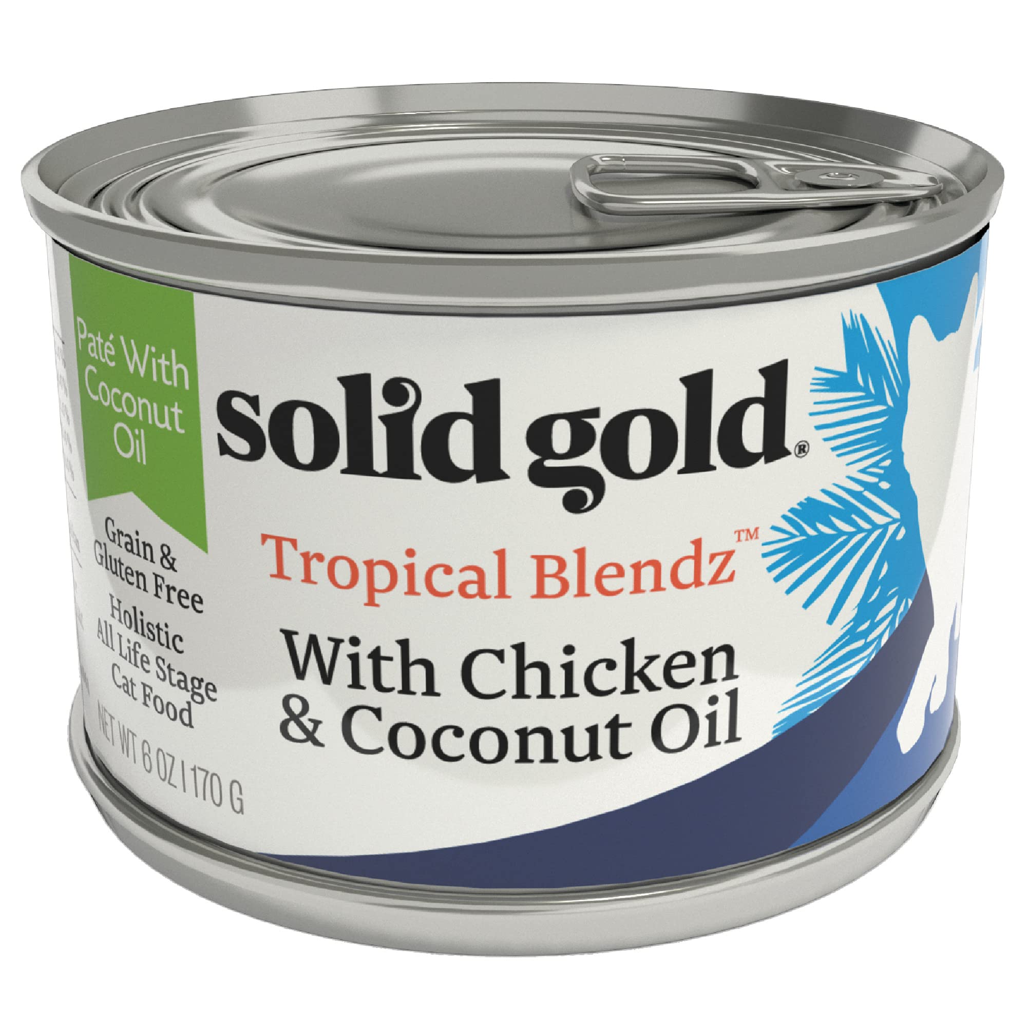 Solid Gold Tropical Blendz Wet Cat Food - Chicken Pate in Coconut Oil - Canned Cat Food, 16 Pack