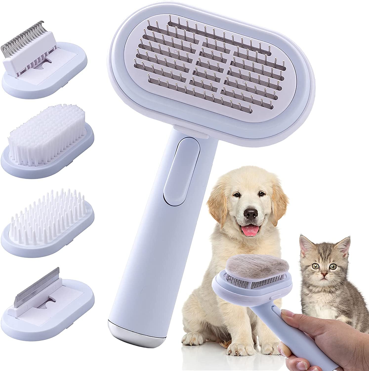 The Dds Store Dog Cat Grooming Comb Brush Kit, 5 In 1 Pet Grooming Brush Dog Slicker Brush Cat Deshedding Tool Pet Self Quick Cl