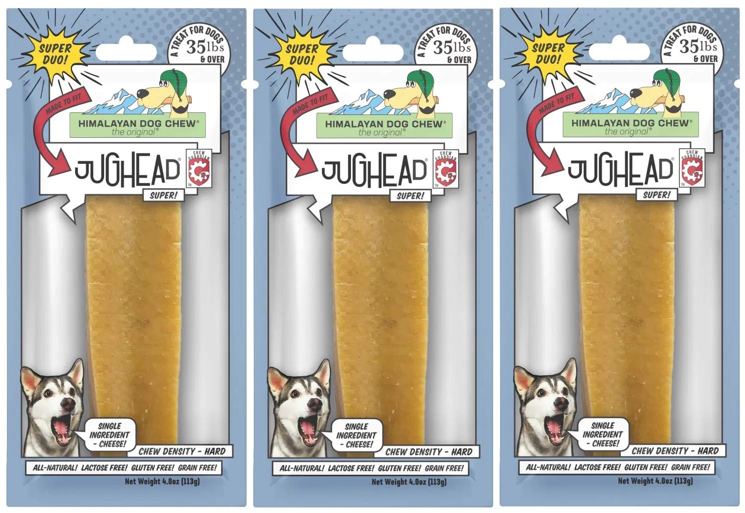 Himalayan Chews 3 Pack of Jughead Insert Dog Chew Treats, Super, for Use with Jughead Toys