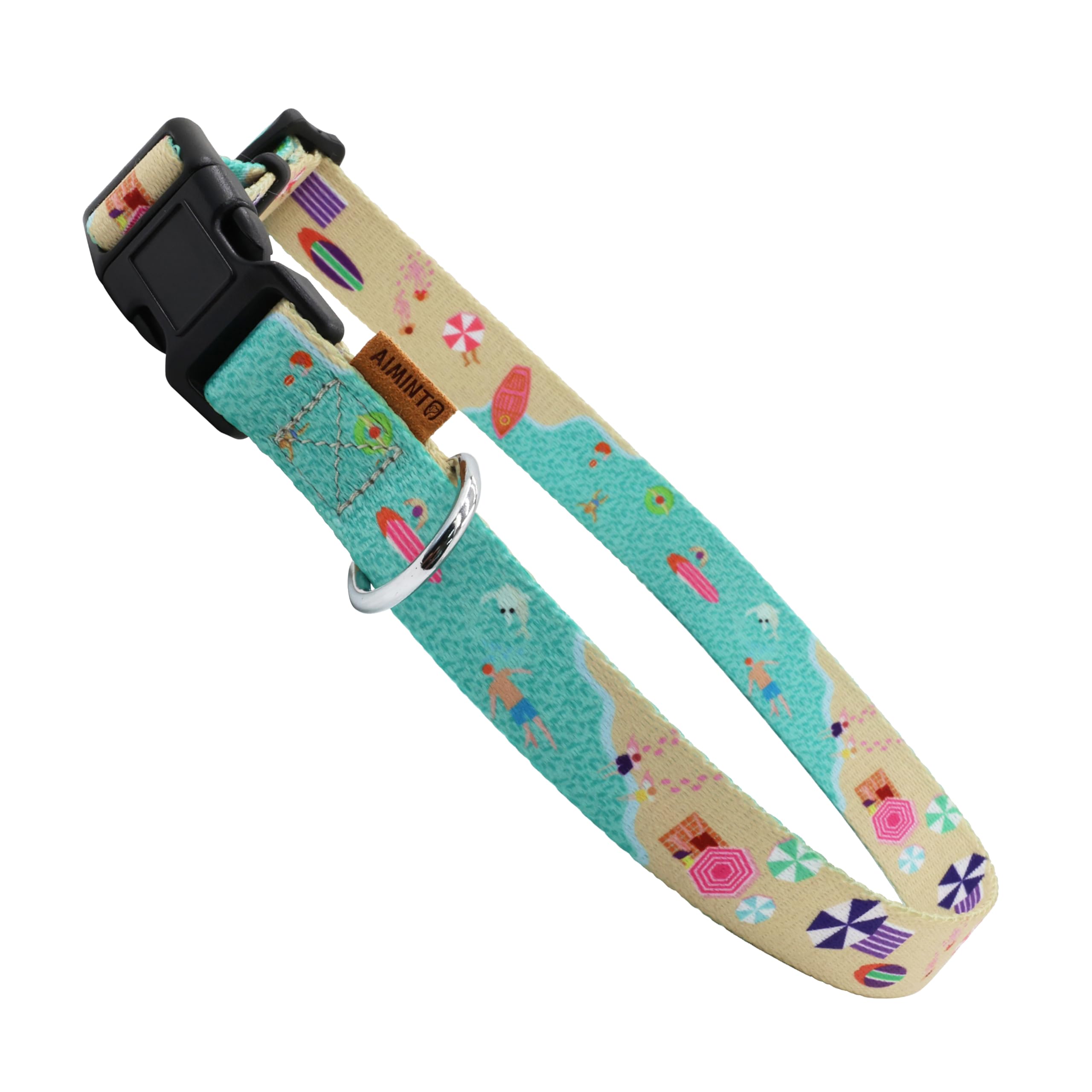 Aiminto Dog Collar, Cute Holiday In Beach Pattern, Soft And Adjustable Collar With Quick Release Buckle (Xs (Neck 9-13'', Width 