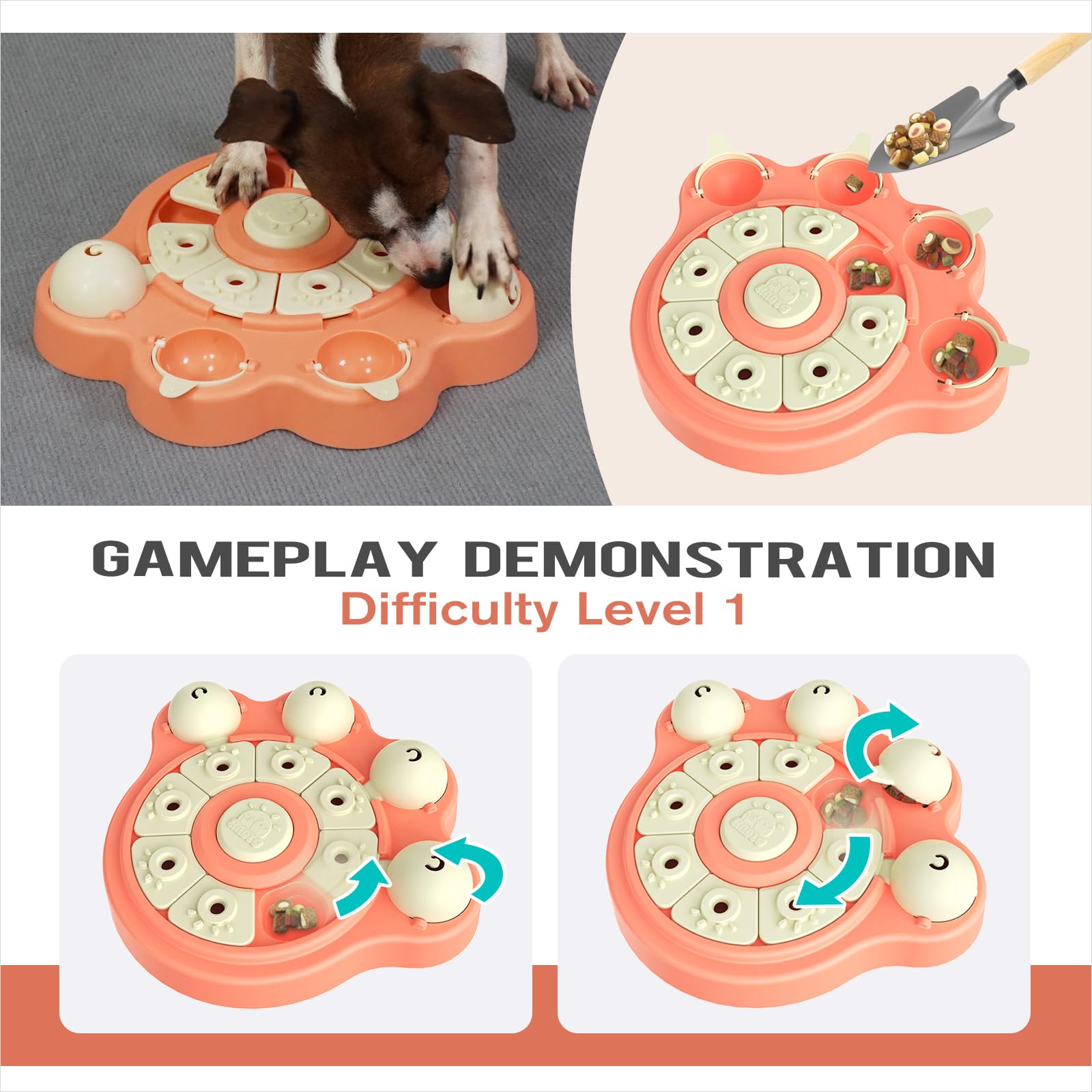 KADTC Level 1 Beginner Dog Puzzle Toy for Small/Medium/Large Dogs Treat Puzzles Slow Feeder Interactive Enrichment Food Dispense