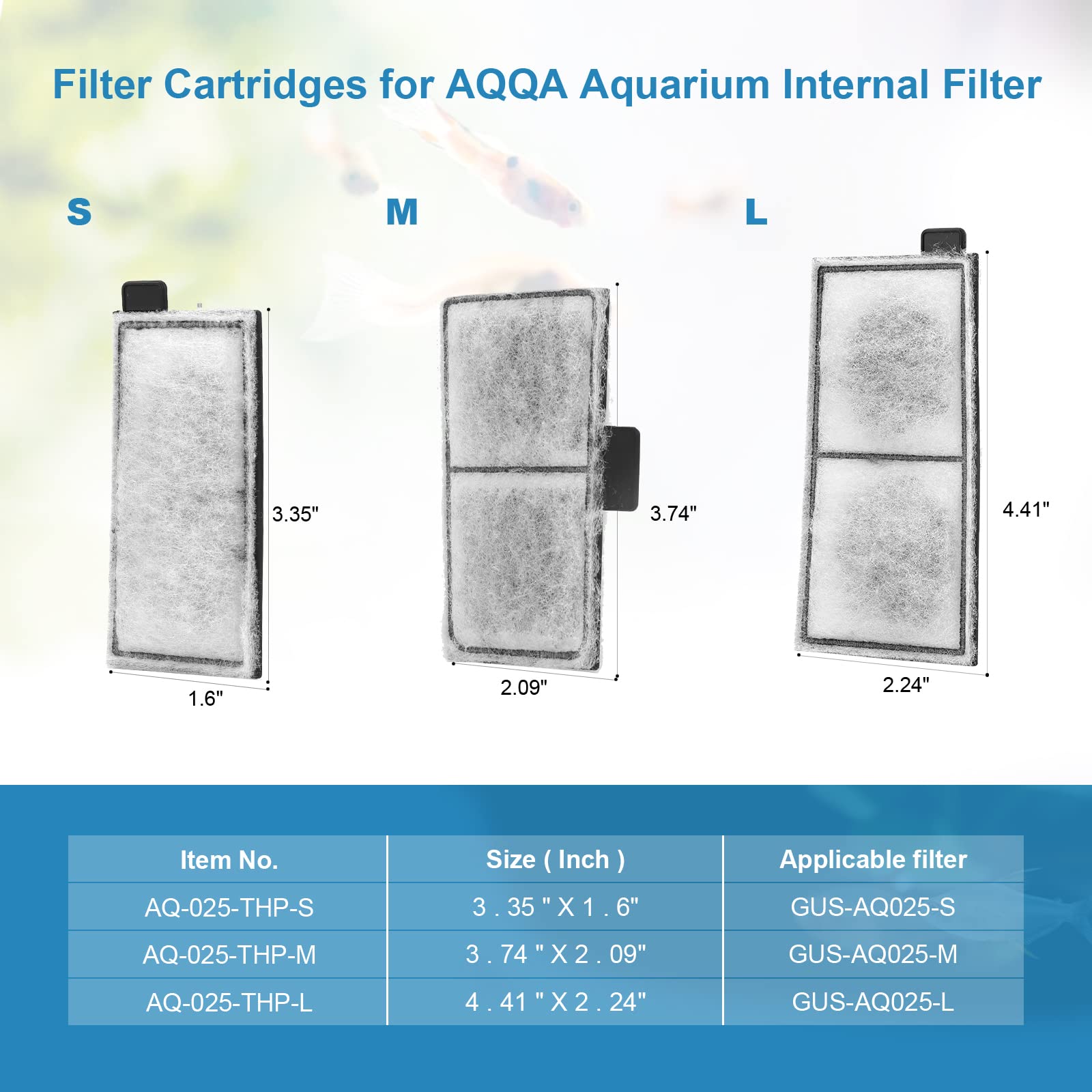 Aqqa 8 Pack Aquarium Filter Cartridge Replacement Fish Tank Filter Cartridge Aquarium Internal Filter (Small)