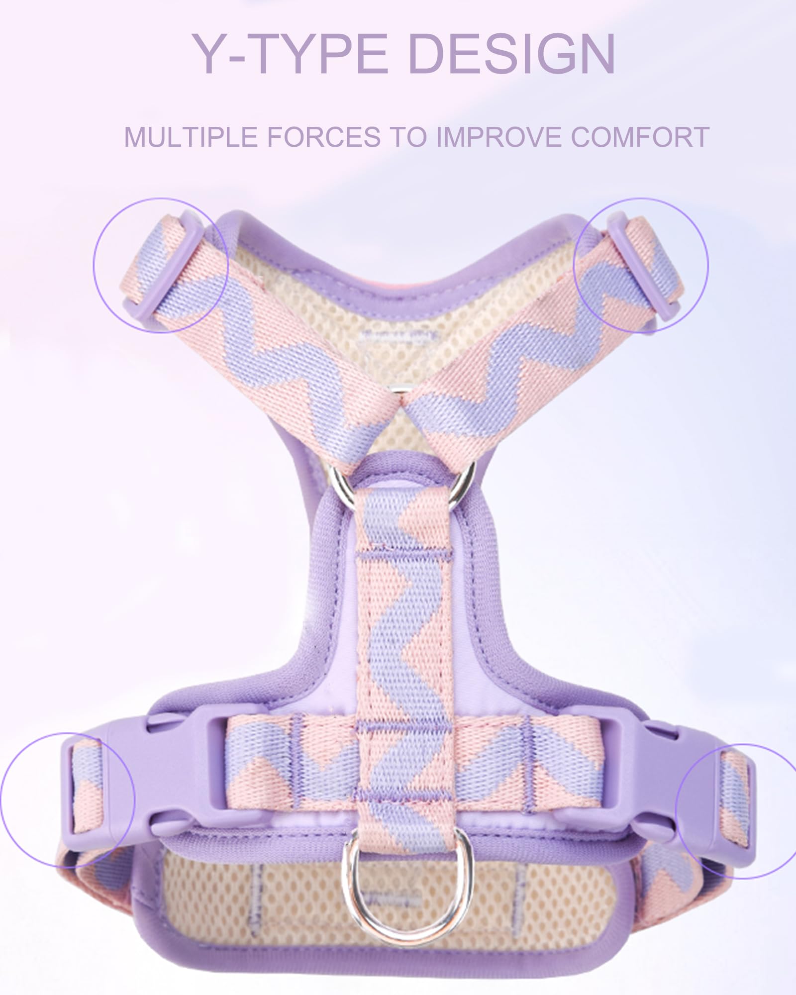 Petank Purple No Pull Dog Harness With 2 Leash Clips, Easy Walk Harness For Medium Dogs