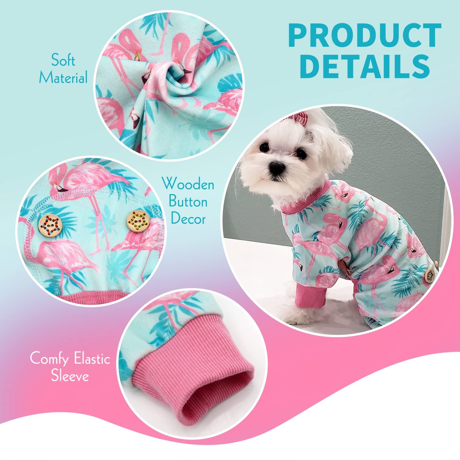 Kyeese Dog Pajamas Flamingo Dog Surgery Recovery Suit Velvet Dog Clothes Dog Coat Dog Body Suits After Surgery Dog Onesie Dog Co