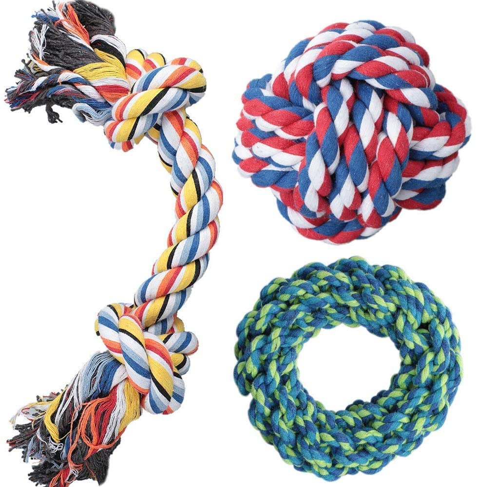 Psk Pet Mart Dog Rope Toy, 3 Pack Dog Chew Toys, Dog Toys Set With 100% Natural Cotton, Dog Toys For Large Dogs (Combo Of 3)