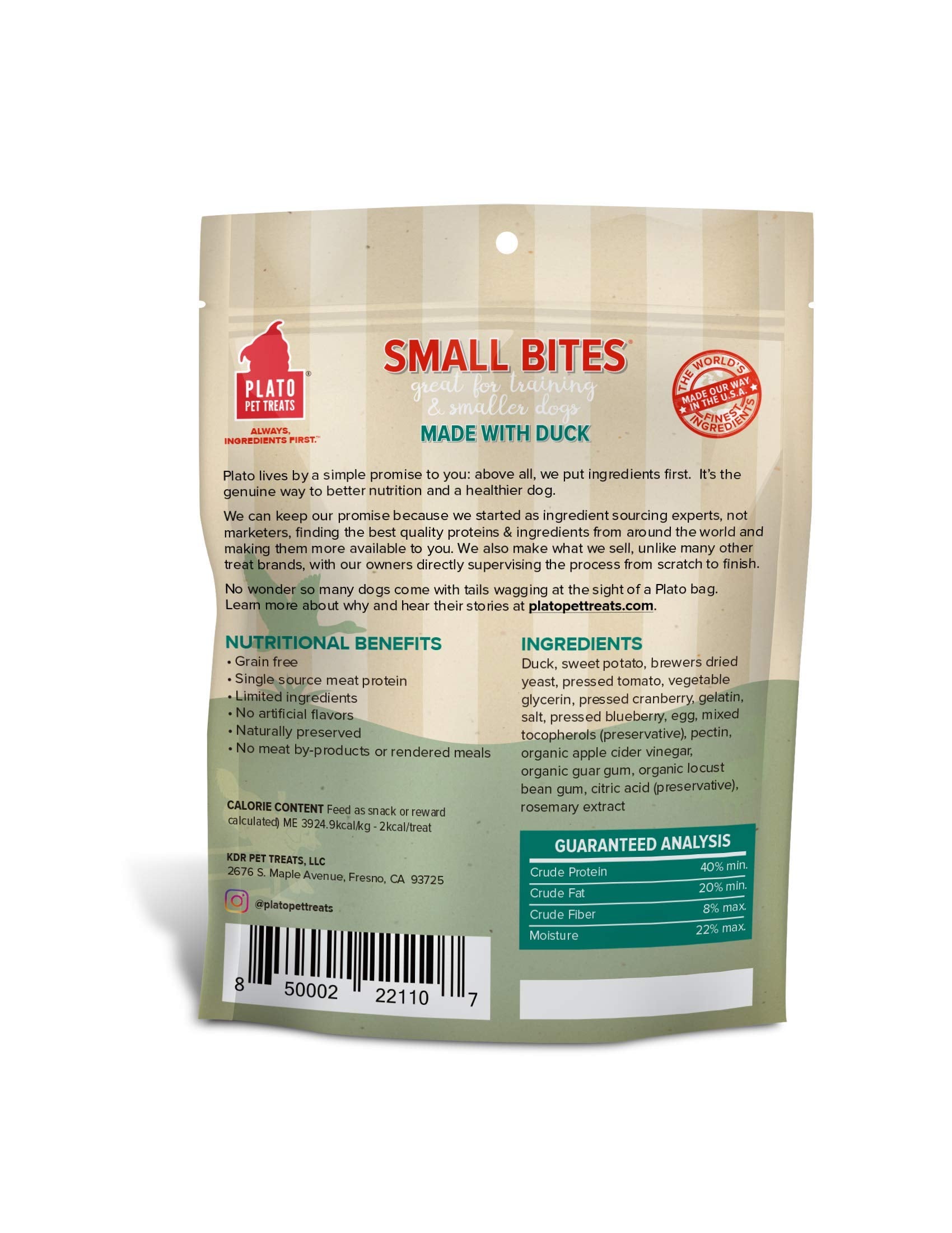 Plato Small Bites Duck 2.5oz, 850002221107, 850002221107, 850002221107, 850002221107