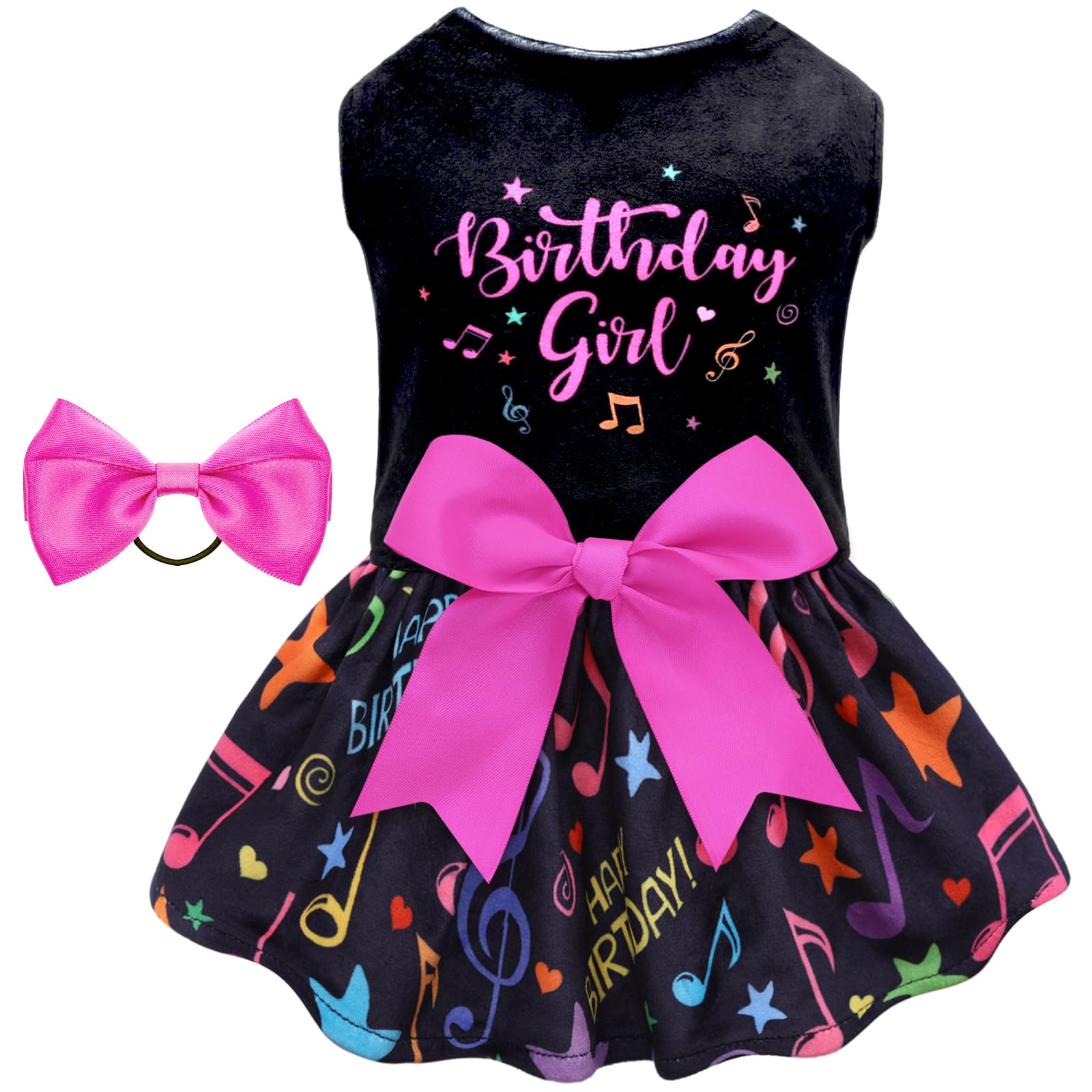 Cutebone Birthday Dog Dresses Velvet Holiday Small Dogs Clothes Onesie Pet Apparel Girl Puppy Skirt With Bow Hair Rope Cva50M-D