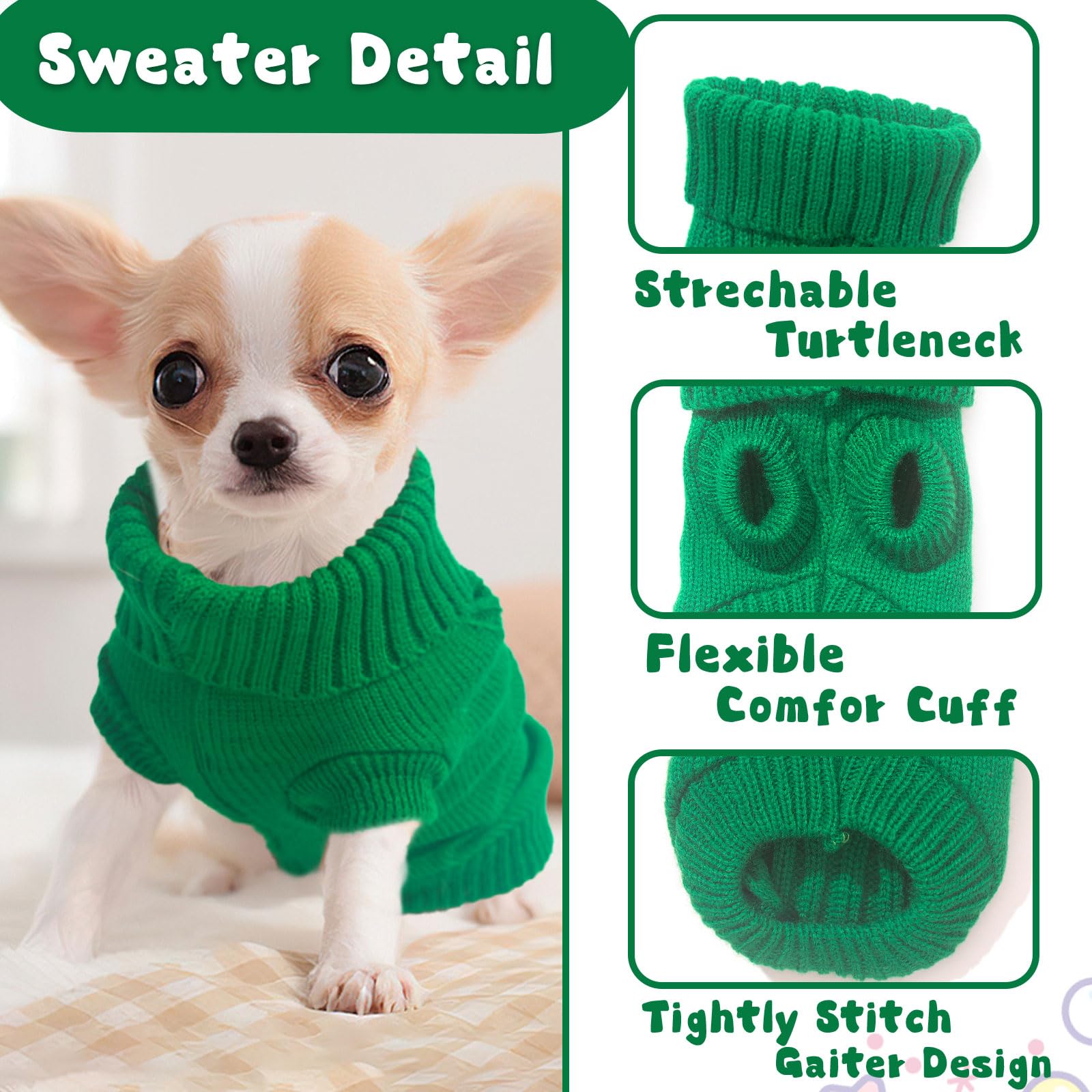 Winter Chihuahua Clothes Sweater For Small Dogs - Knitted Warm Puppy Turtleneck Pullover - Thick Pet Knitwear For Teacup Yorkie