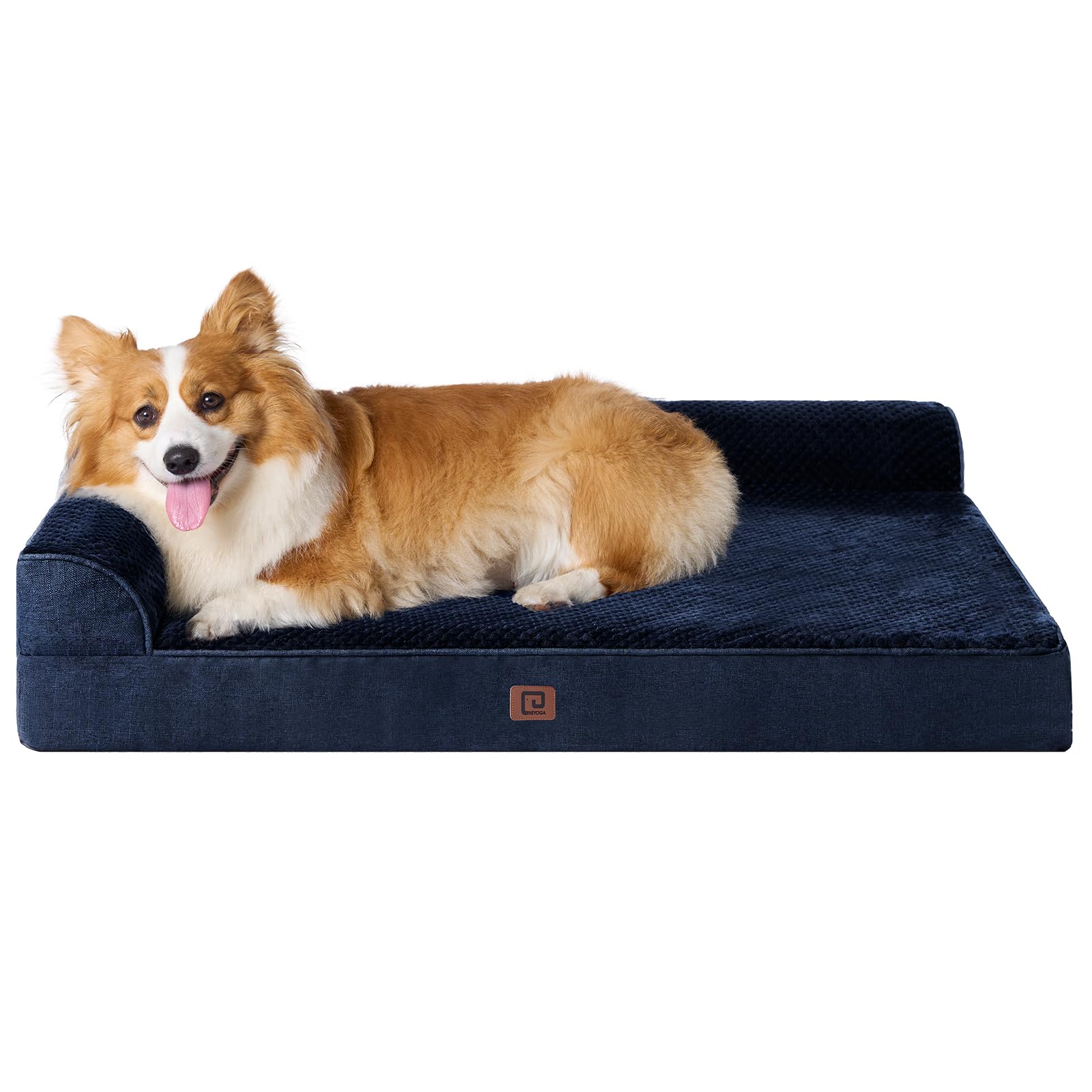 Eheyciga Memory Foam Dog Bed Large Sized Dogs, Pet Bed For Large Dog For Crate With Waterproof Liner, Pet Couch Bed Orthopedic With Washable Removable Cover, 35X23X6 Inches, Navy Blue