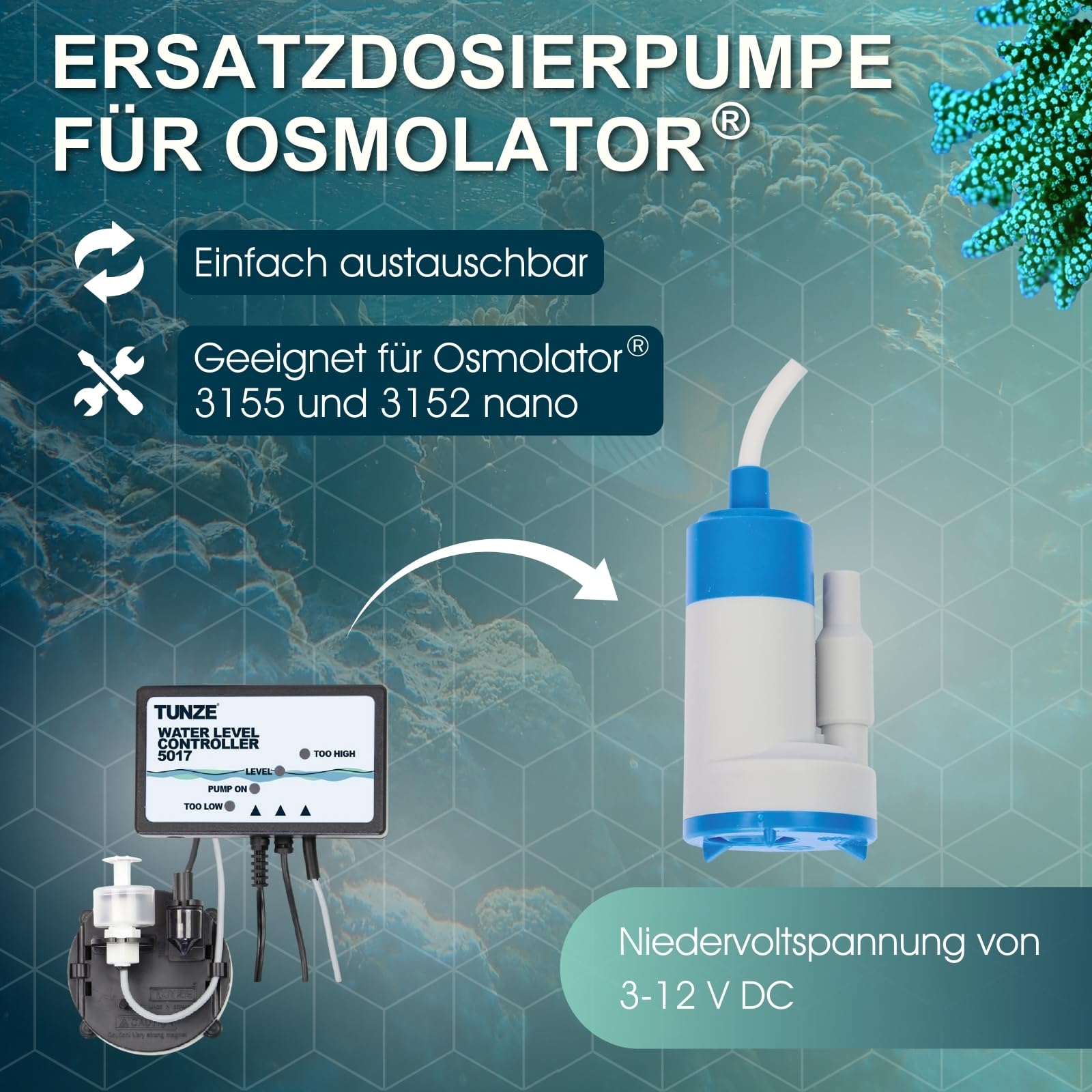 Tunze Replacement Metering Pump 5000.020 for Osmolator – Black Plastic