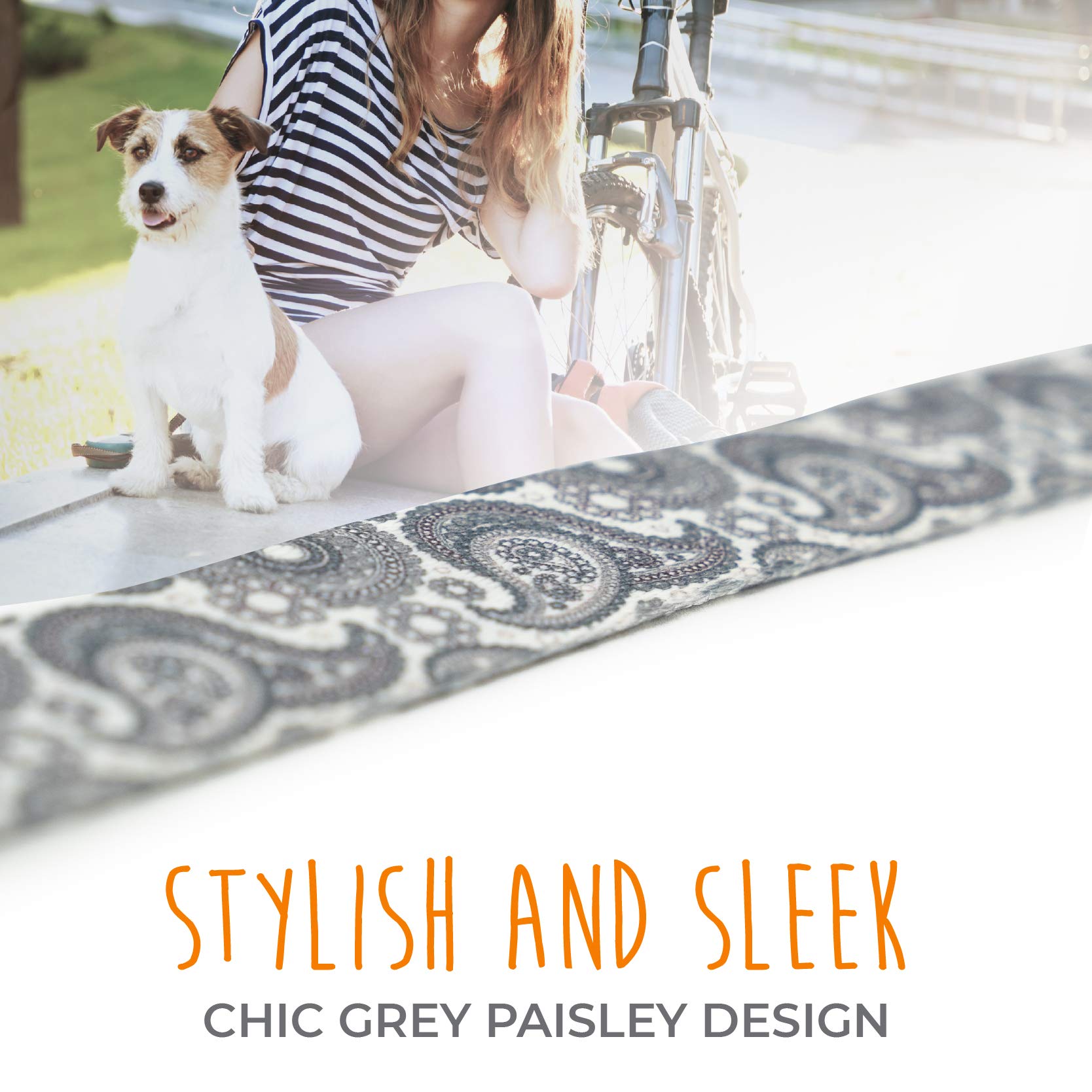 Mighty Paw Grey Paisley Designer Collar - Stylish And Sleek - Great For Small And Large Dogs - Ultimate Comfort With Soft Premiu