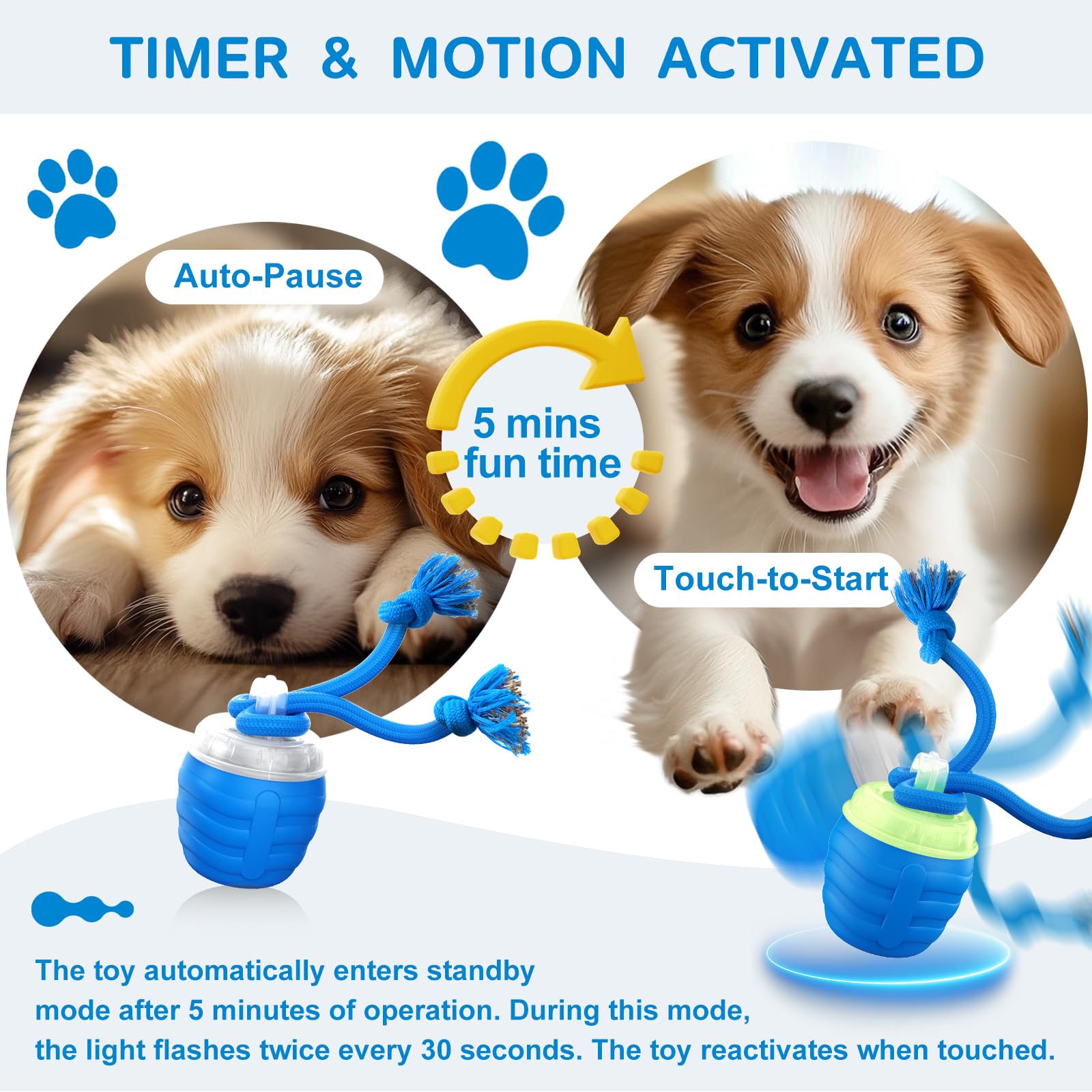 Huimpet Interactive Dog Ball Toy for Medium/Large Dogs, USB Rechargeable, Music Playing, Blue, Model: Dog Toy 01