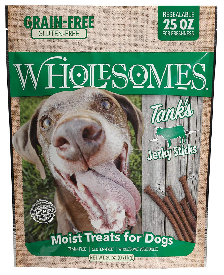 Wholesomes Tanks Jerky Sticks Grain Free Dog Treats, 25 oz, Green