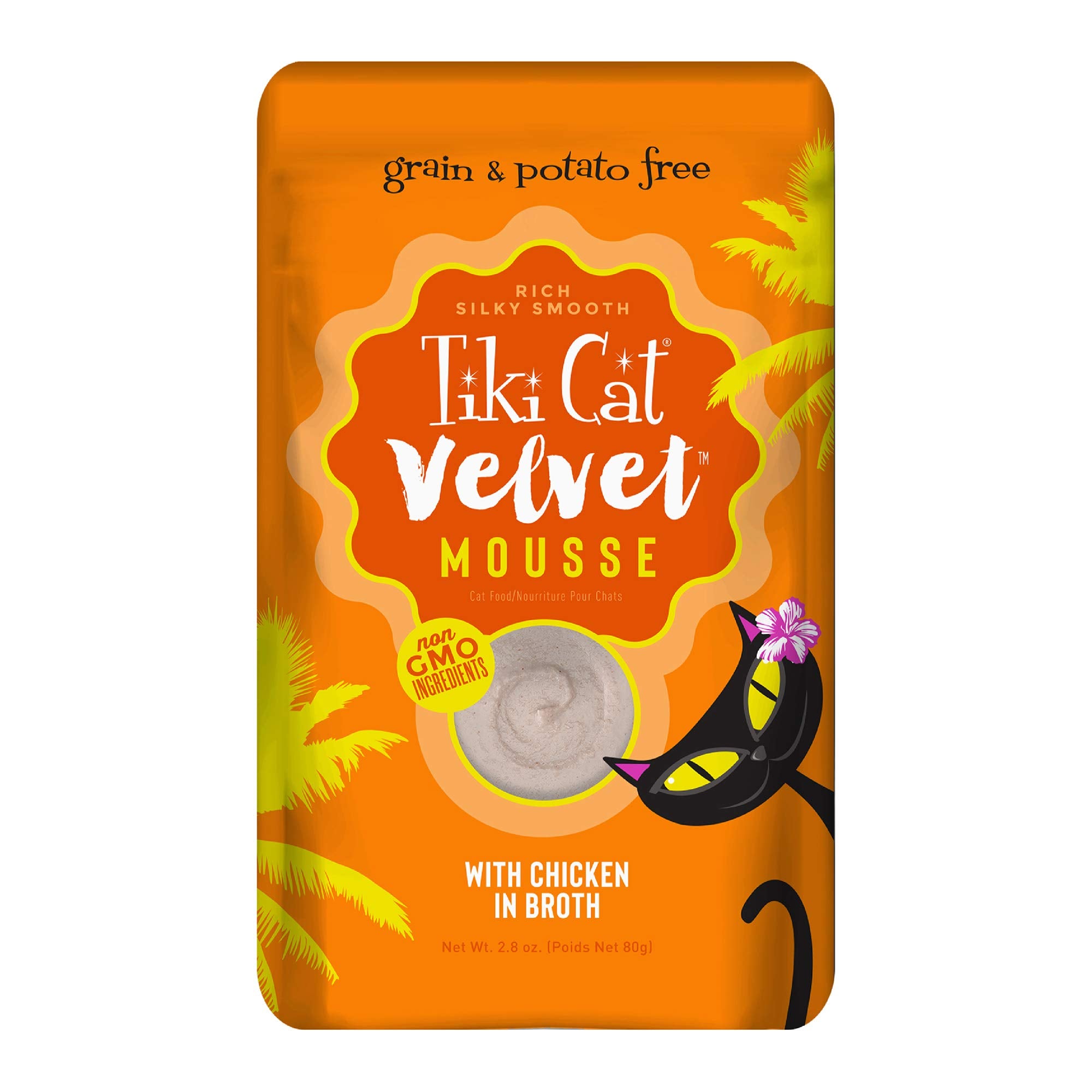 Tiki Cat Luau Velvet Mousse, Chicken in Broth, Complete Nutrition for Balanced Diet, Wet Cat Food For All Life Stages, 2.8 oz. P
